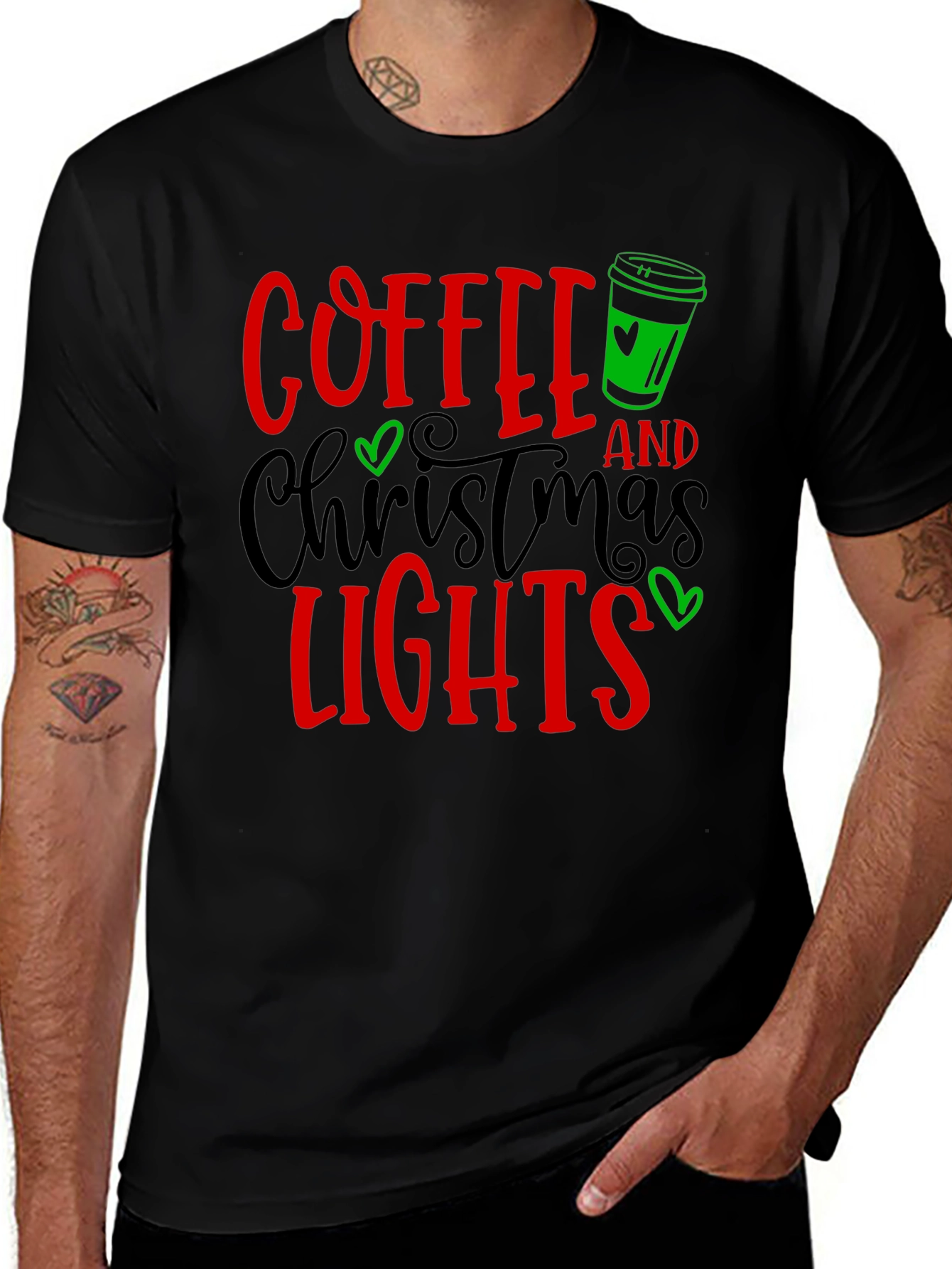 Variant 20 of Coffee & Christmas Lights Graphic Tee