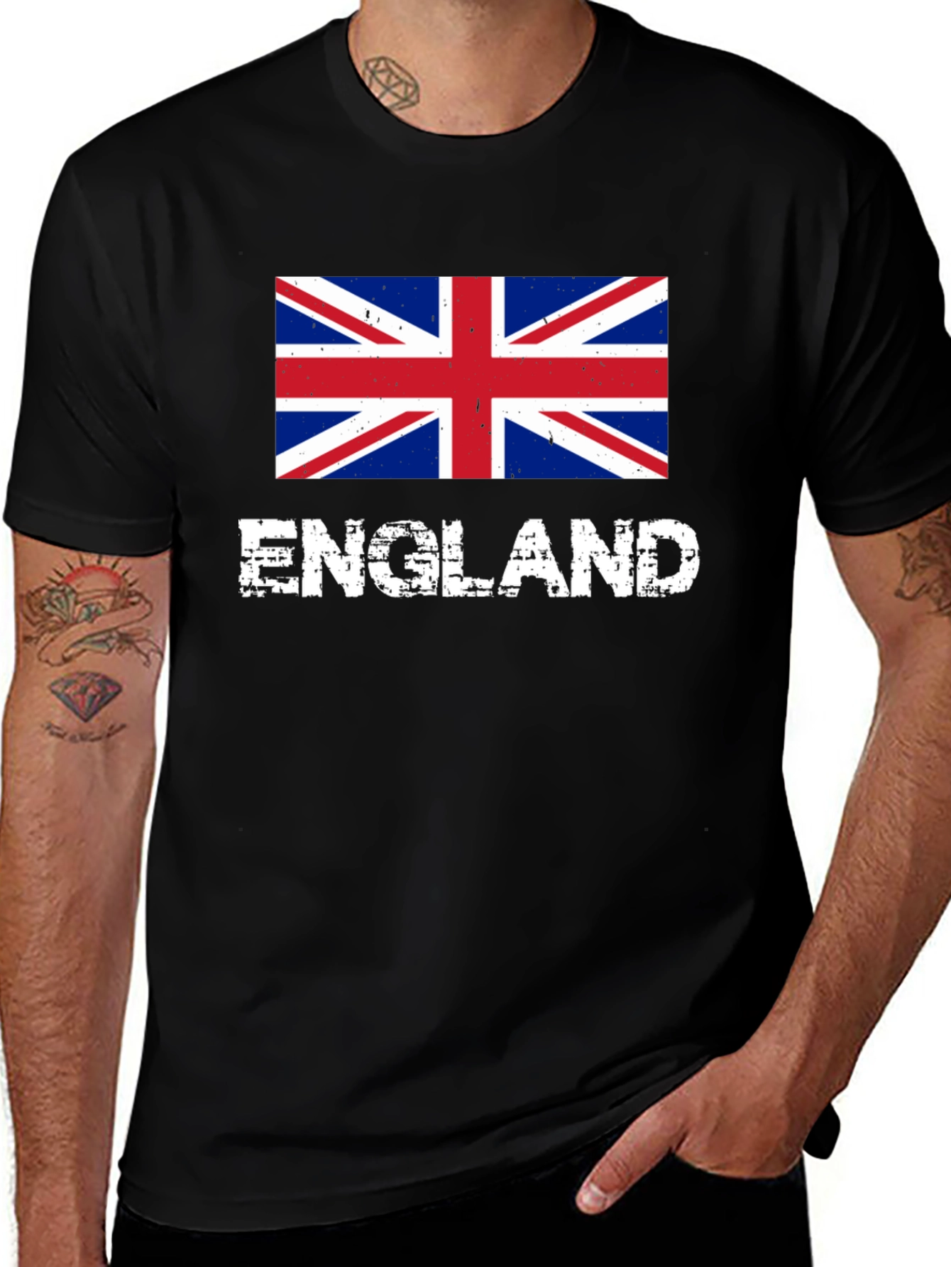 England Flag Graphic T-Shirt - Black Cotton Tee