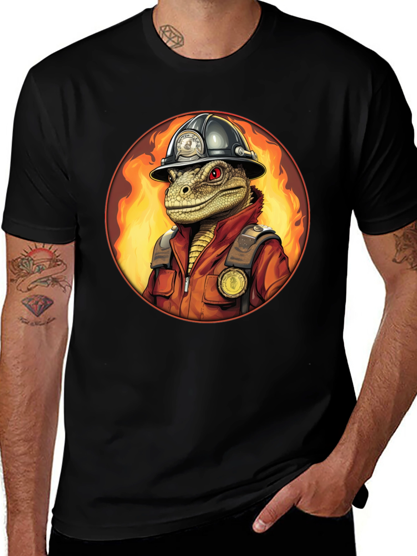 Variant 18 of Lizard Firefighter Graphic Tee