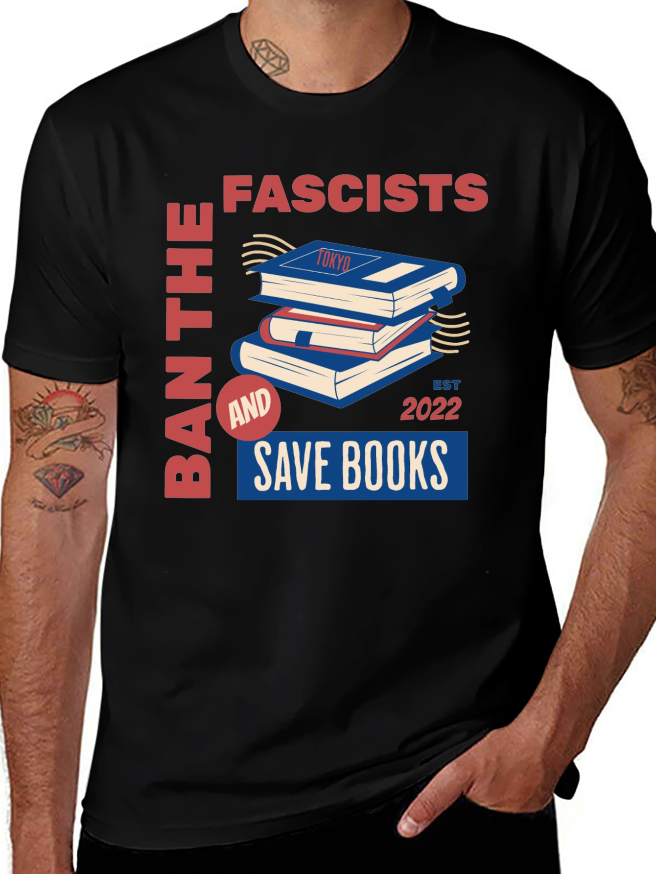 Variant 6 of Ban the Fascists Save Books Graphic Tee