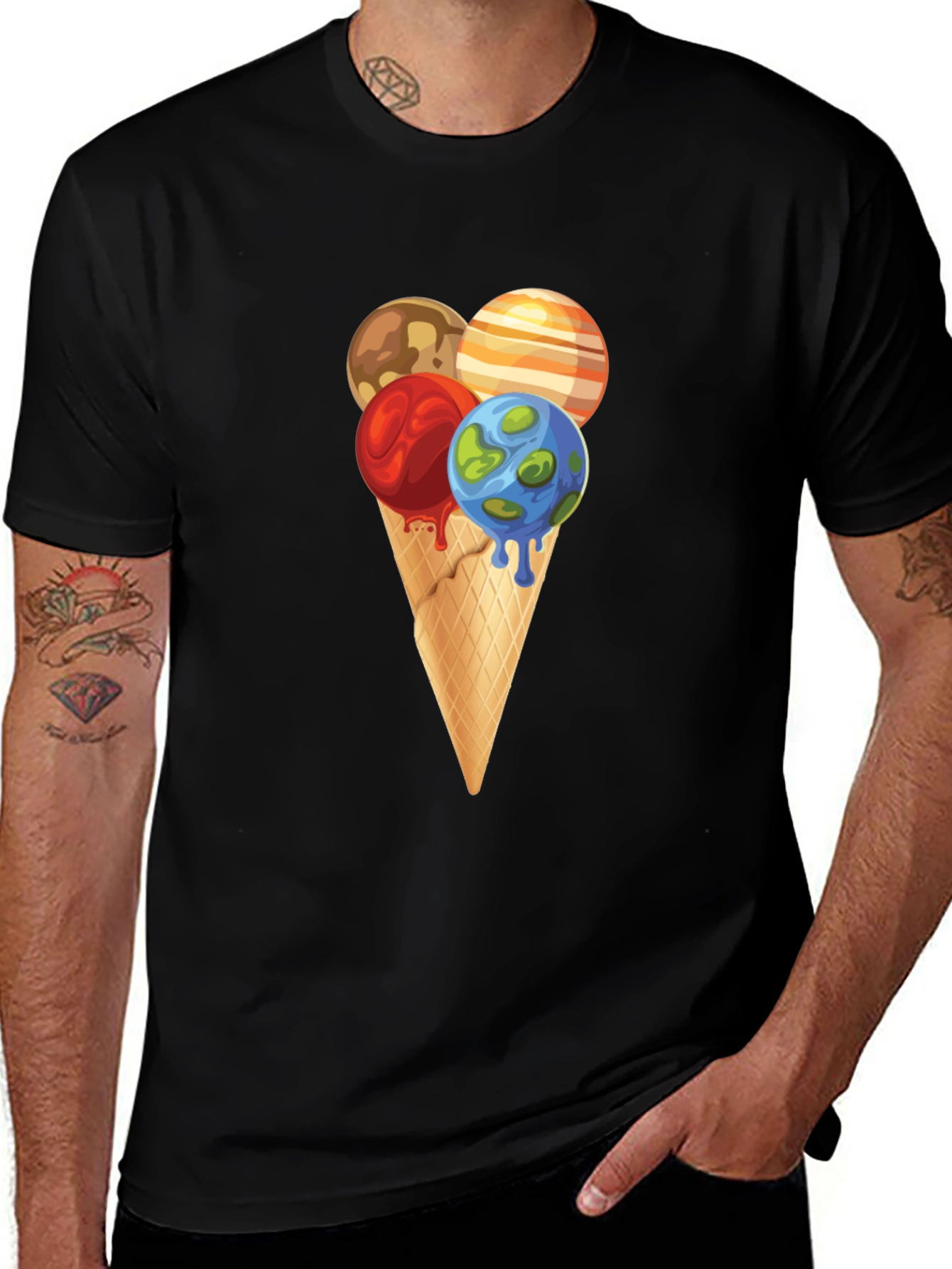 Variant 26 of Planetary Ice Cream Cone Graphic Tee