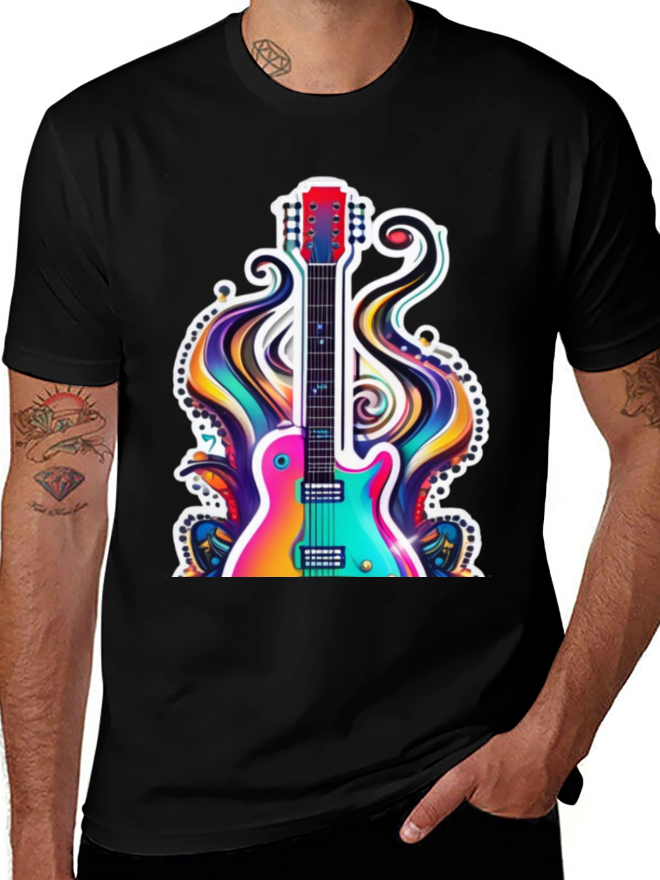 Variant 7 of Vivid Guitar Graphic Tee - Rock Your Style!
