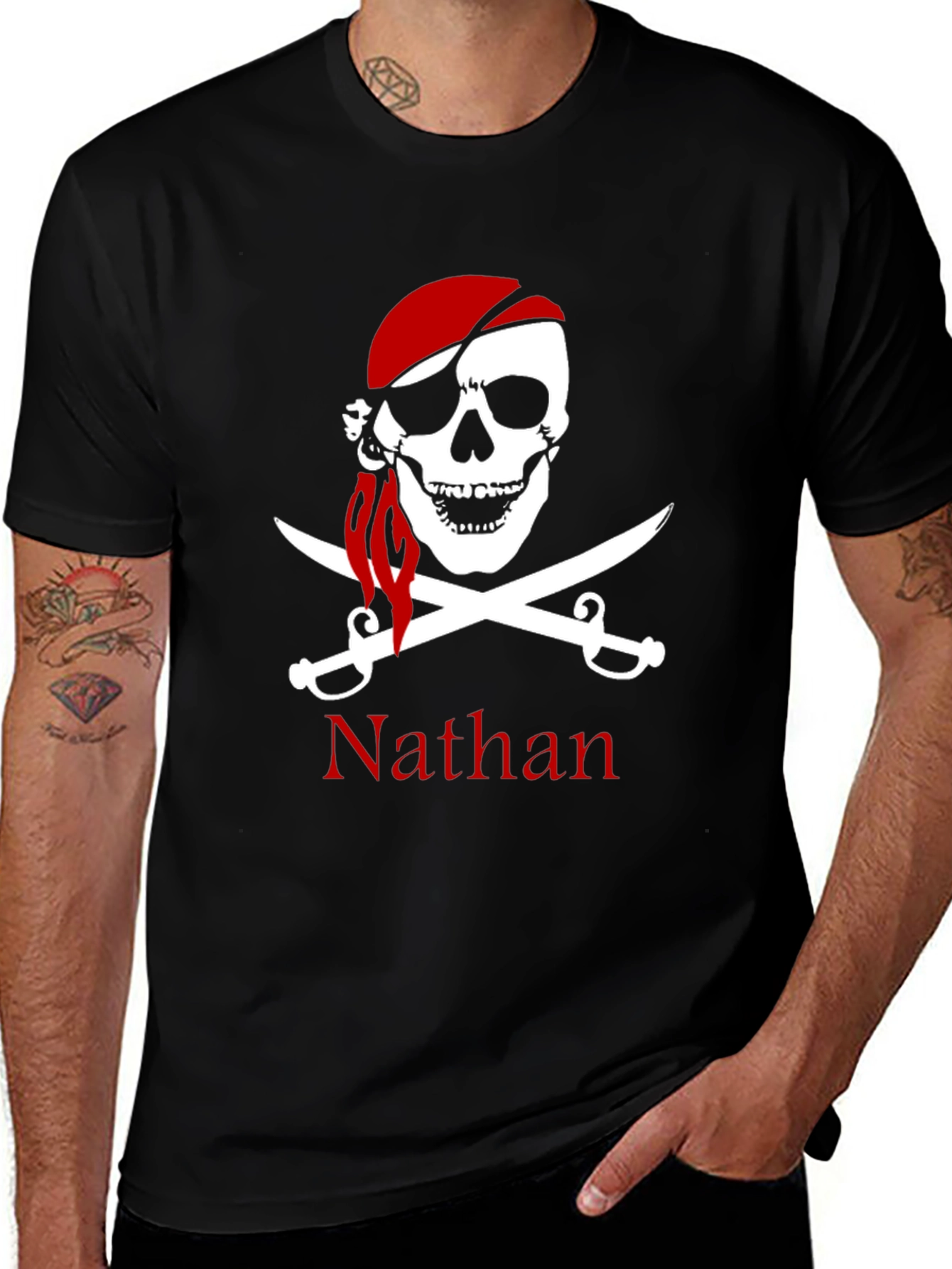 Variant 21 of Personalized Pirate Skull & Swords T-Shirt