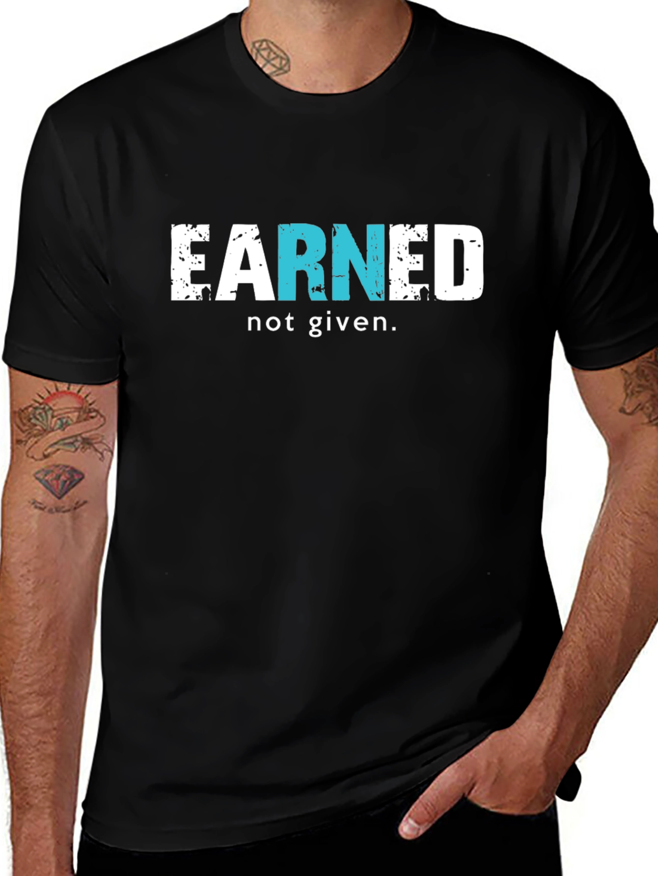 Variant 12 of Earned Not Given Tee | Men's Black T-Shirt
