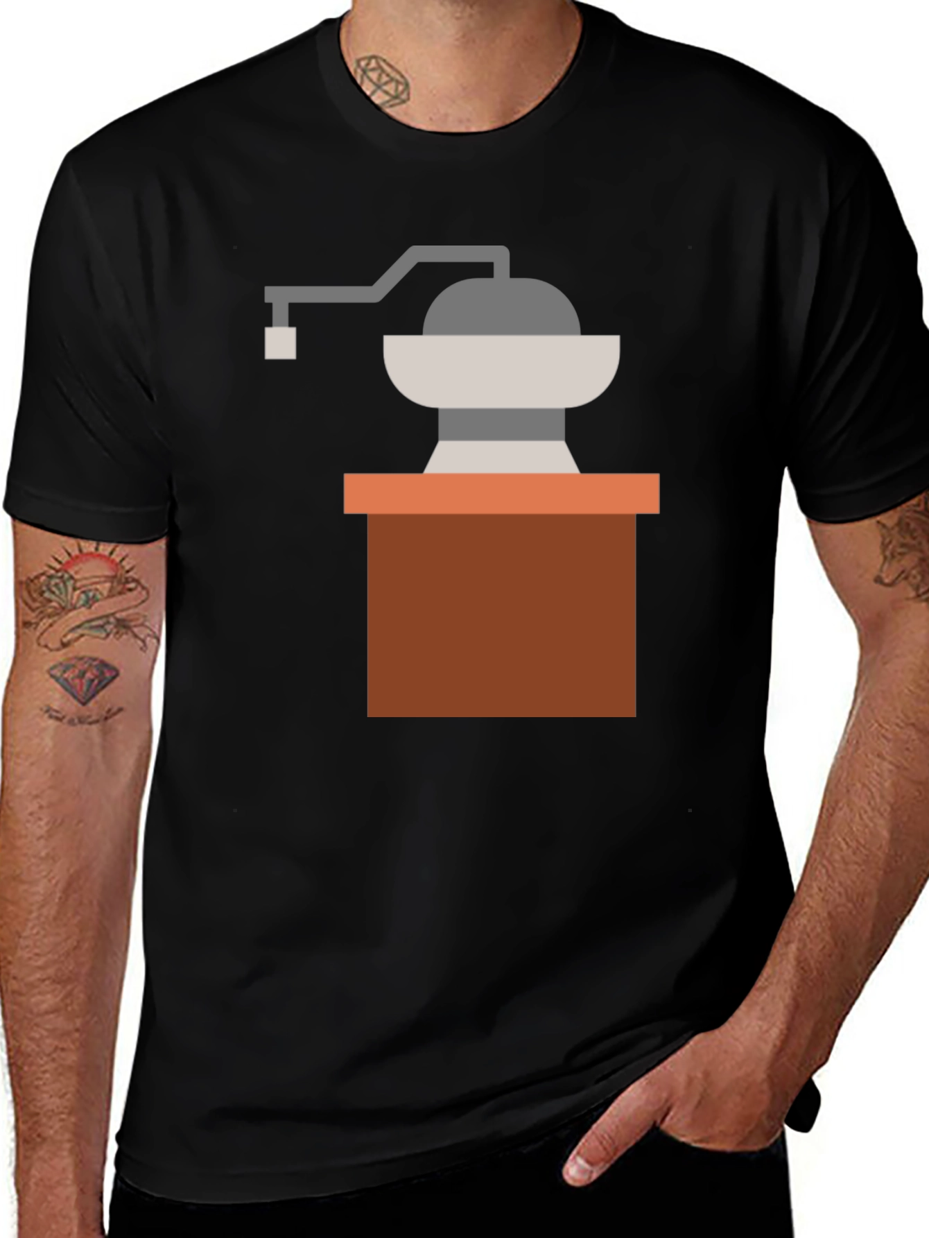 Variant 9 of Retro Coffee Grinder Graphic Tee - Unique Design!