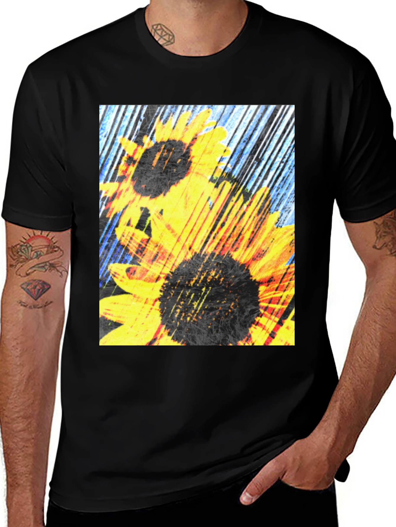 Variant 25 of Sunflower Graphic Black T-Shirt