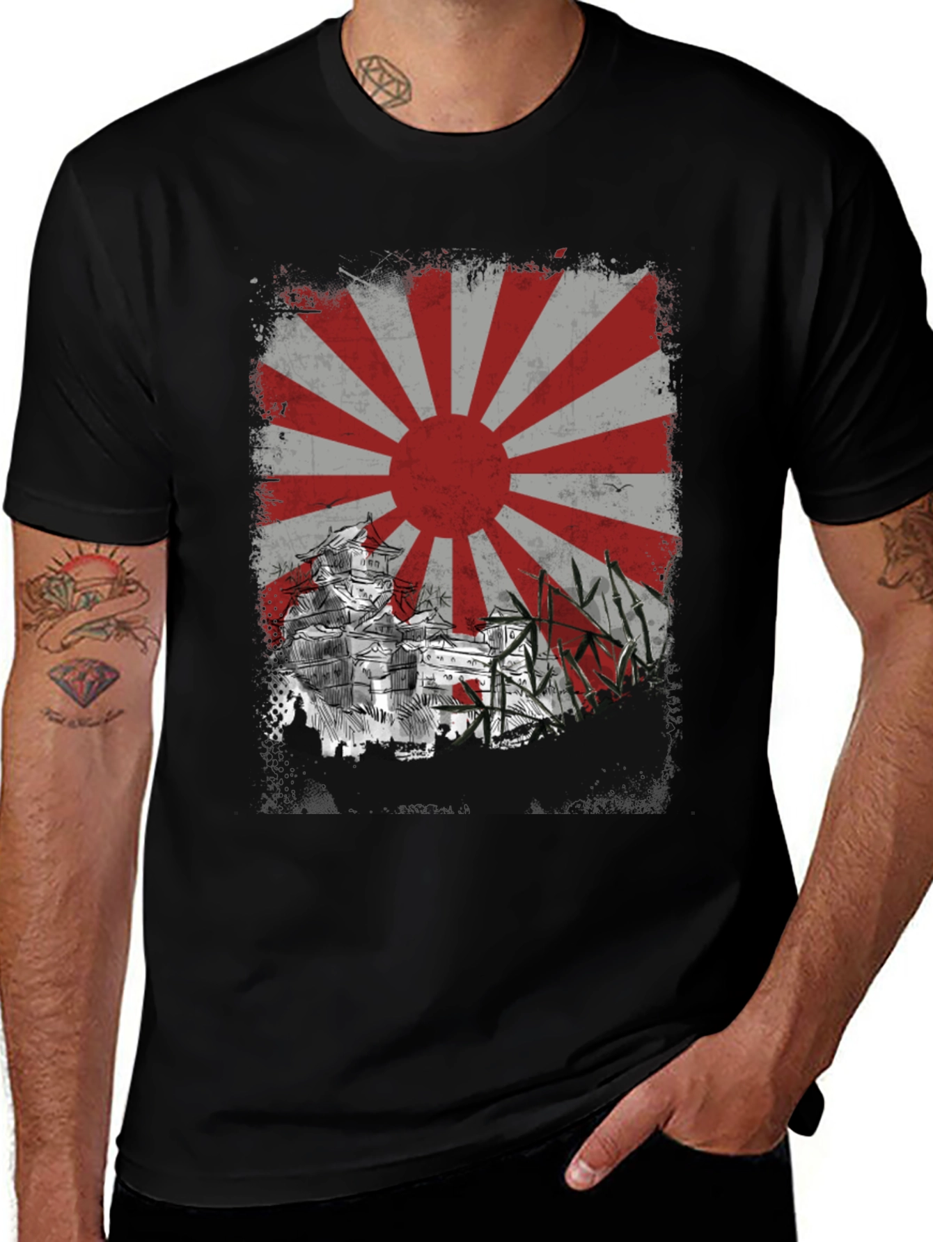 Rising Sun T-Shirt - Japanese Castle Design