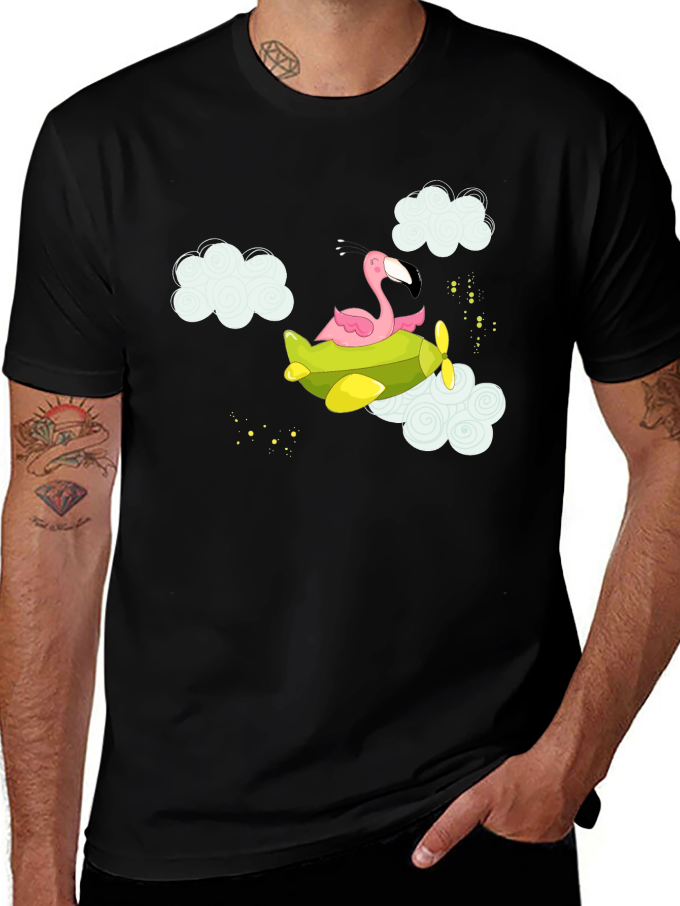 Variant 22 of Funny Flamingo Airplane Graphic T-Shirt