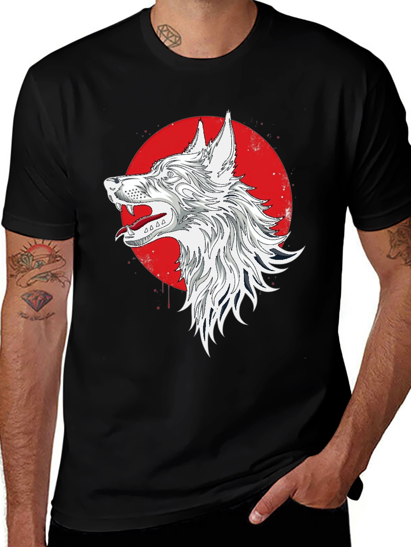 Variant 18 of Wolf Graphic T-Shirt - Men's Black Tee