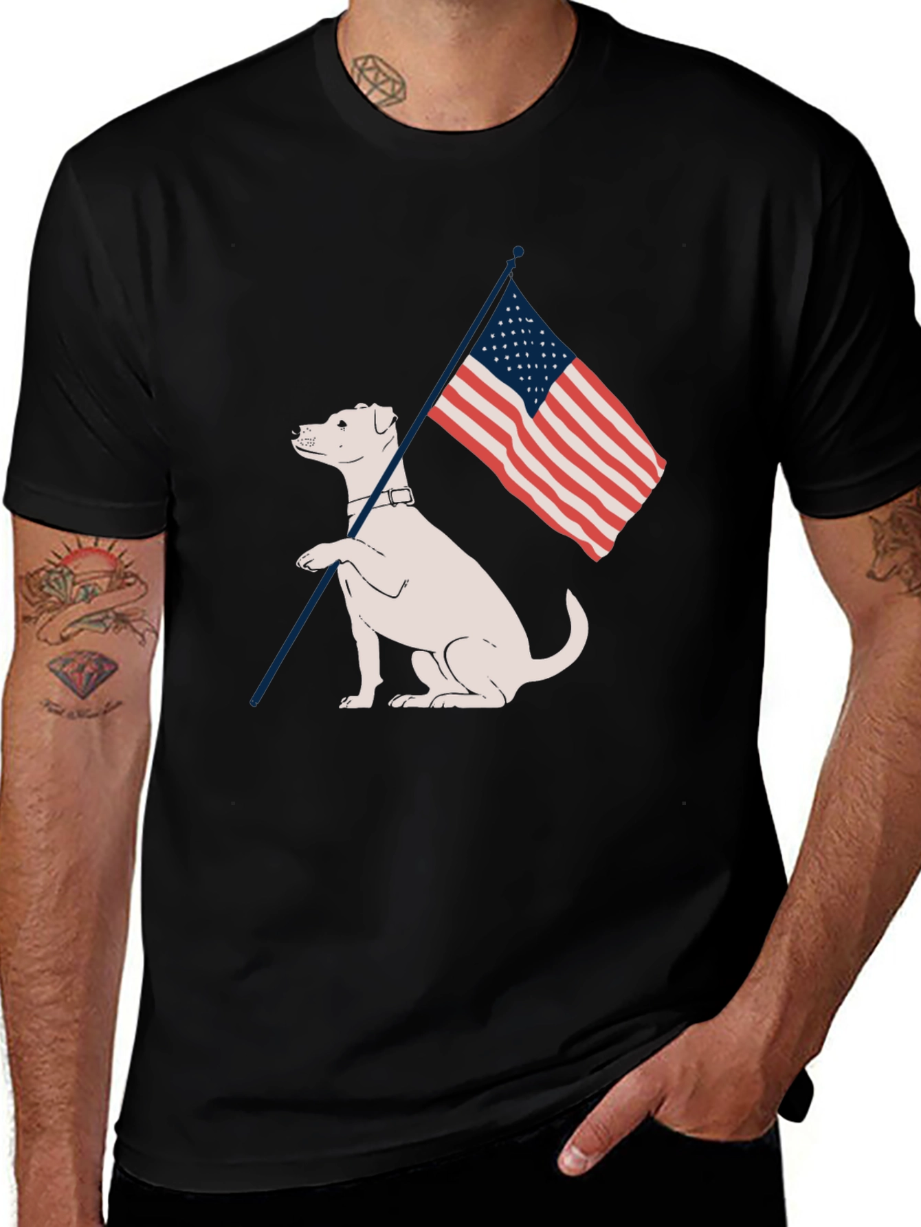 Variant 9 of Patriotic Dog T-Shirt - USA Flag Tee