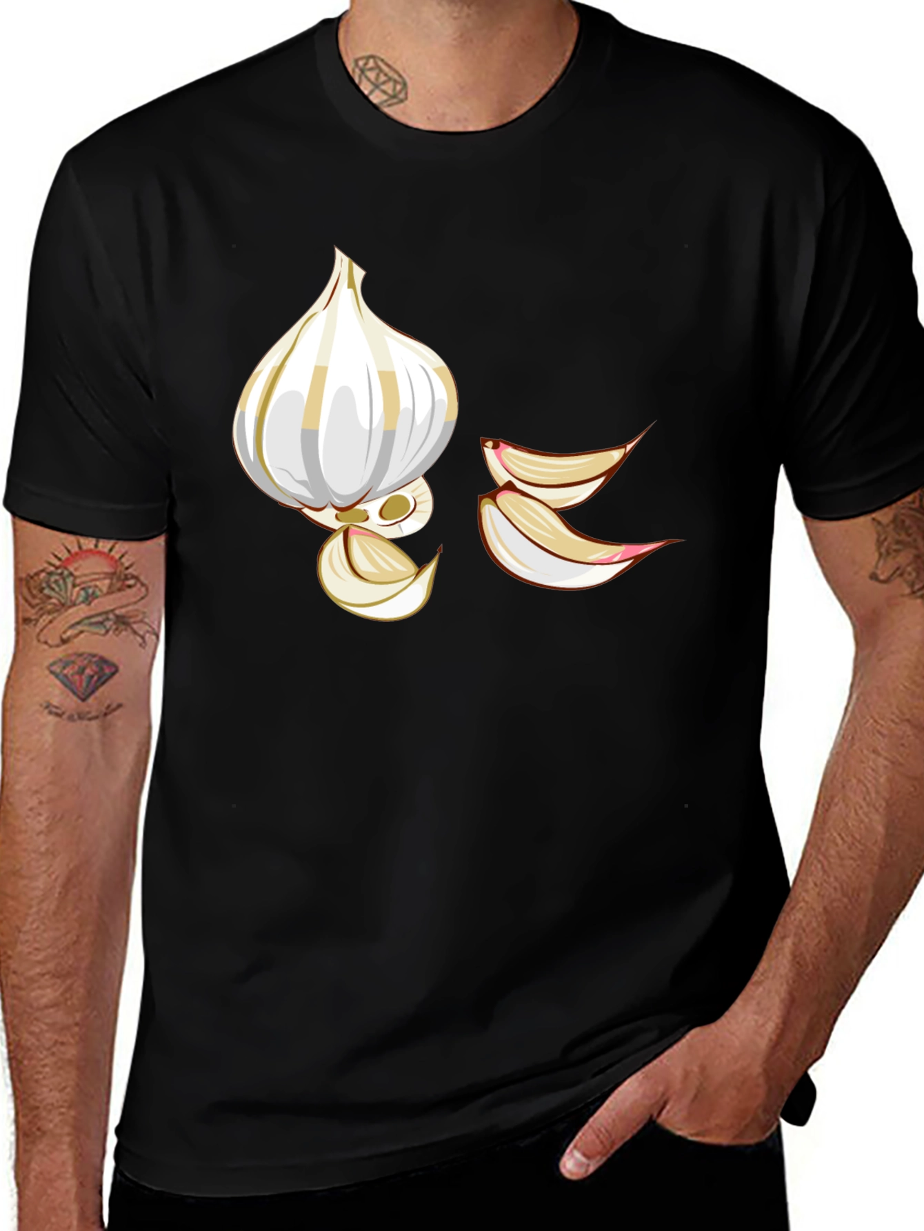 Garlic Graphic Tee - Black Cotton T-Shirt