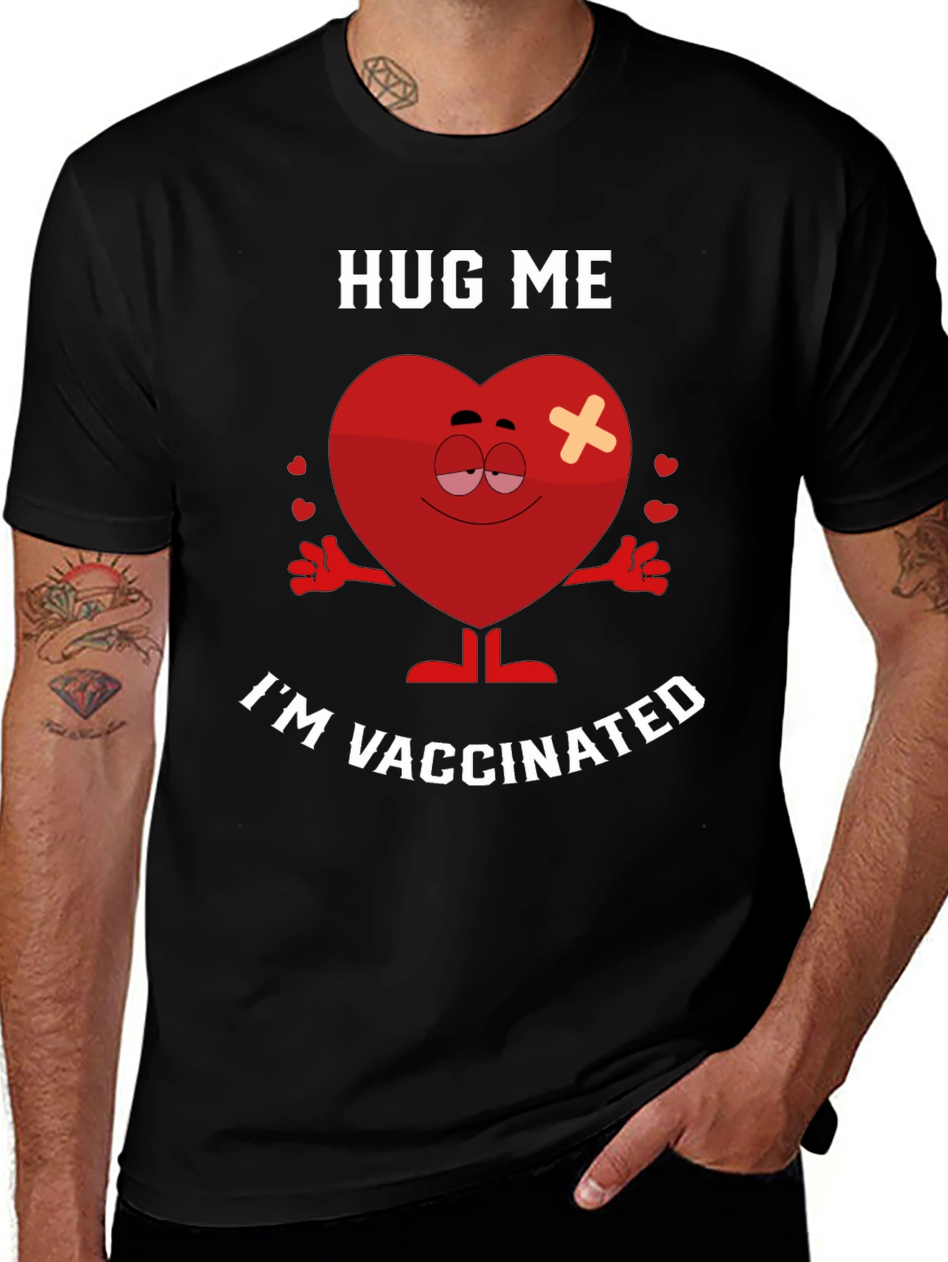 Variant 27 of Hug Me I'm Vaccinated Novelty Graphic Tee