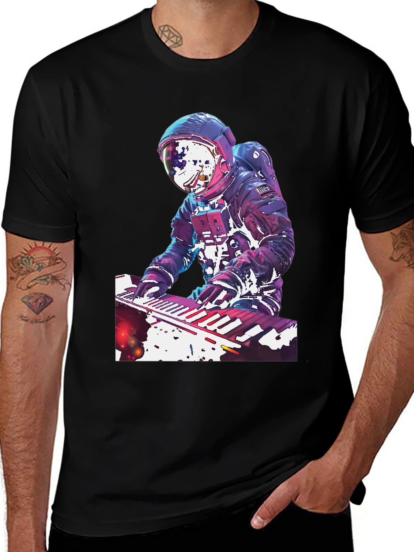 Astronaut Musician Graphic T-Shirt