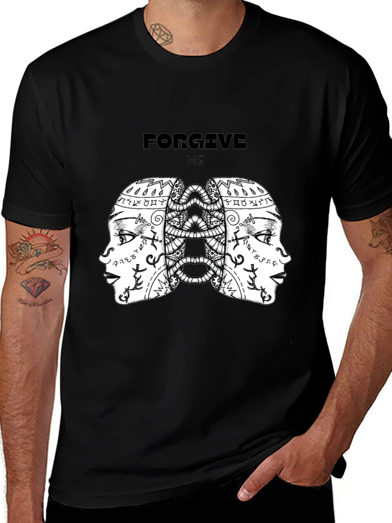 Variant 13 of Forgive Me Graphic Print Black T-Shirt