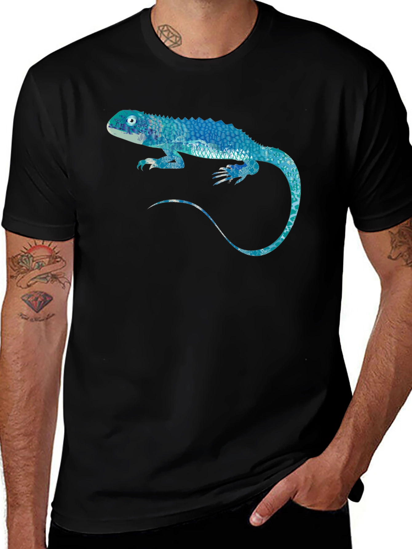 Variant 18 of Blue Lizard Graphic Black T-Shirt