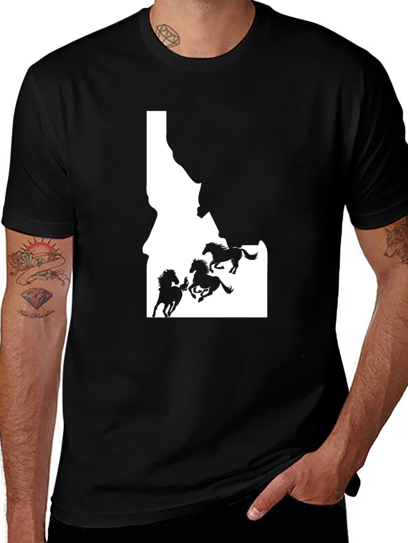 Idaho Horses Black Graphic Tee