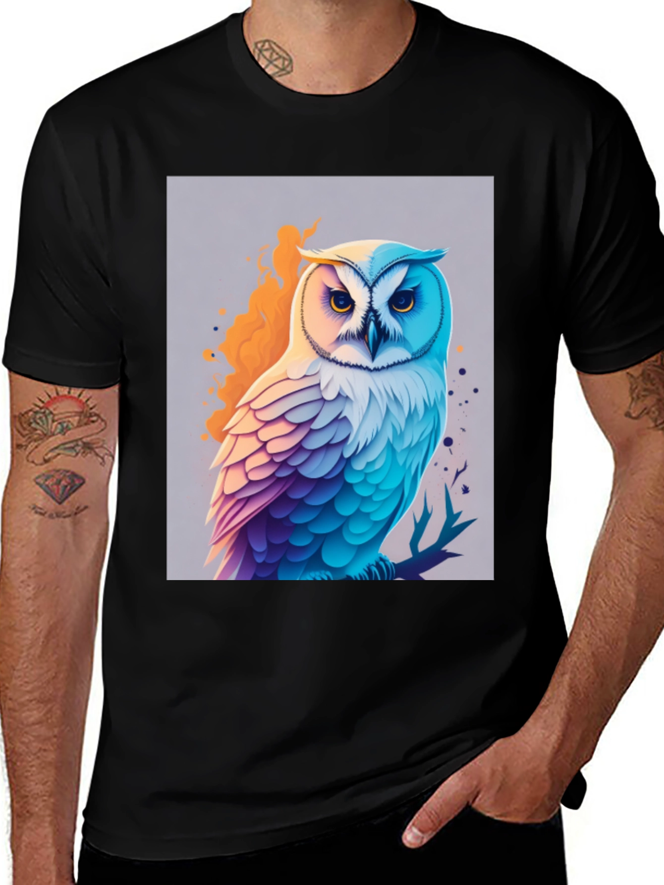 Variant 25 of Owl Graphic Print Black T-Shirt