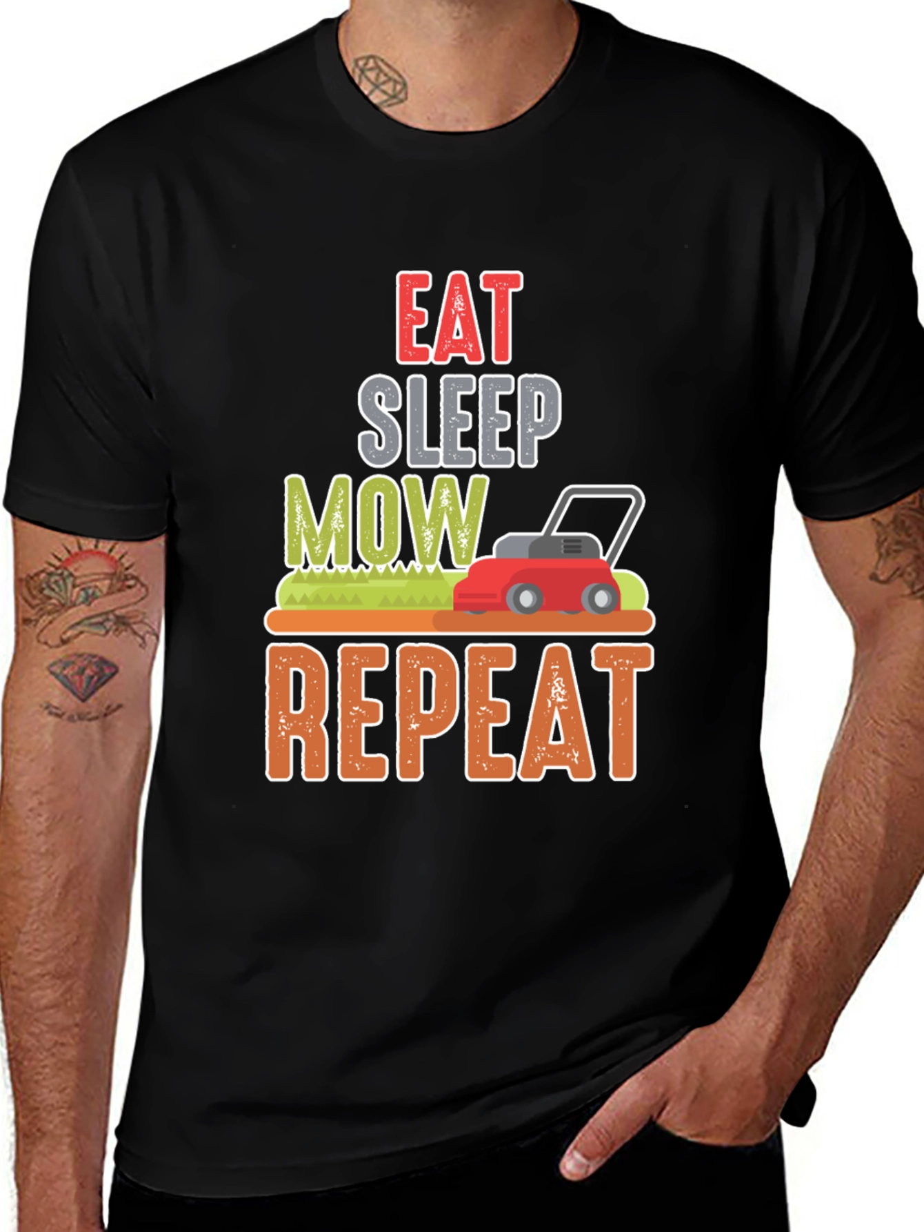 Variant 23 of Eat Sleep Mow Repeat Funny Lawn Mowing T-Shirt