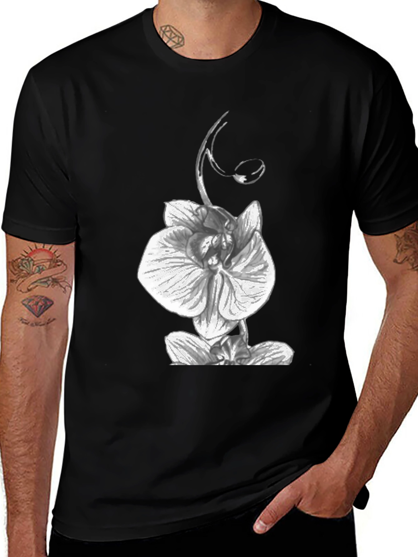 Variant 21 of Orchid Graphic Tee - Black Cotton T-Shirt