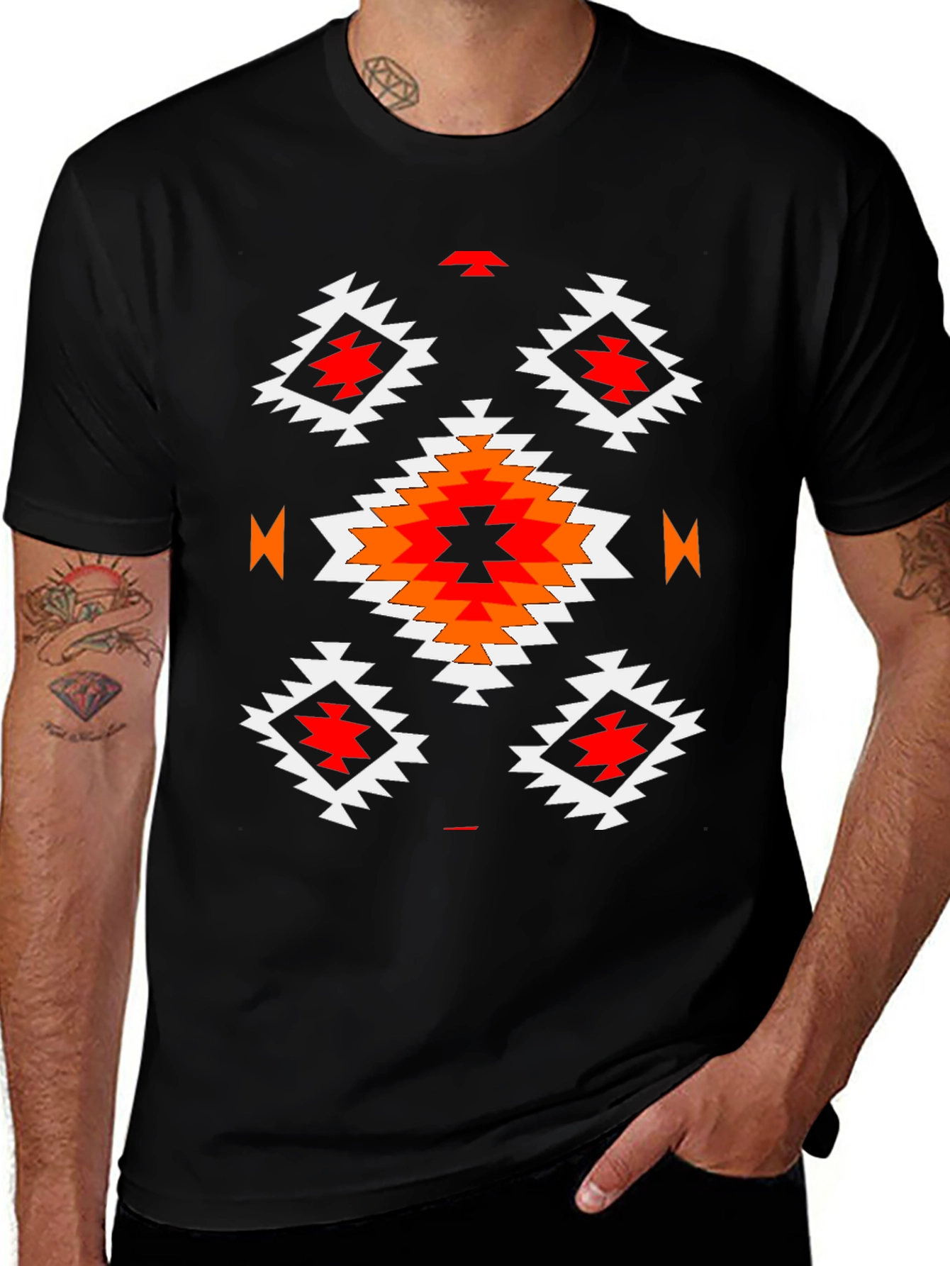 Variant 24 of Aztec Pattern Black T-Shirt - Mens Casual Tee