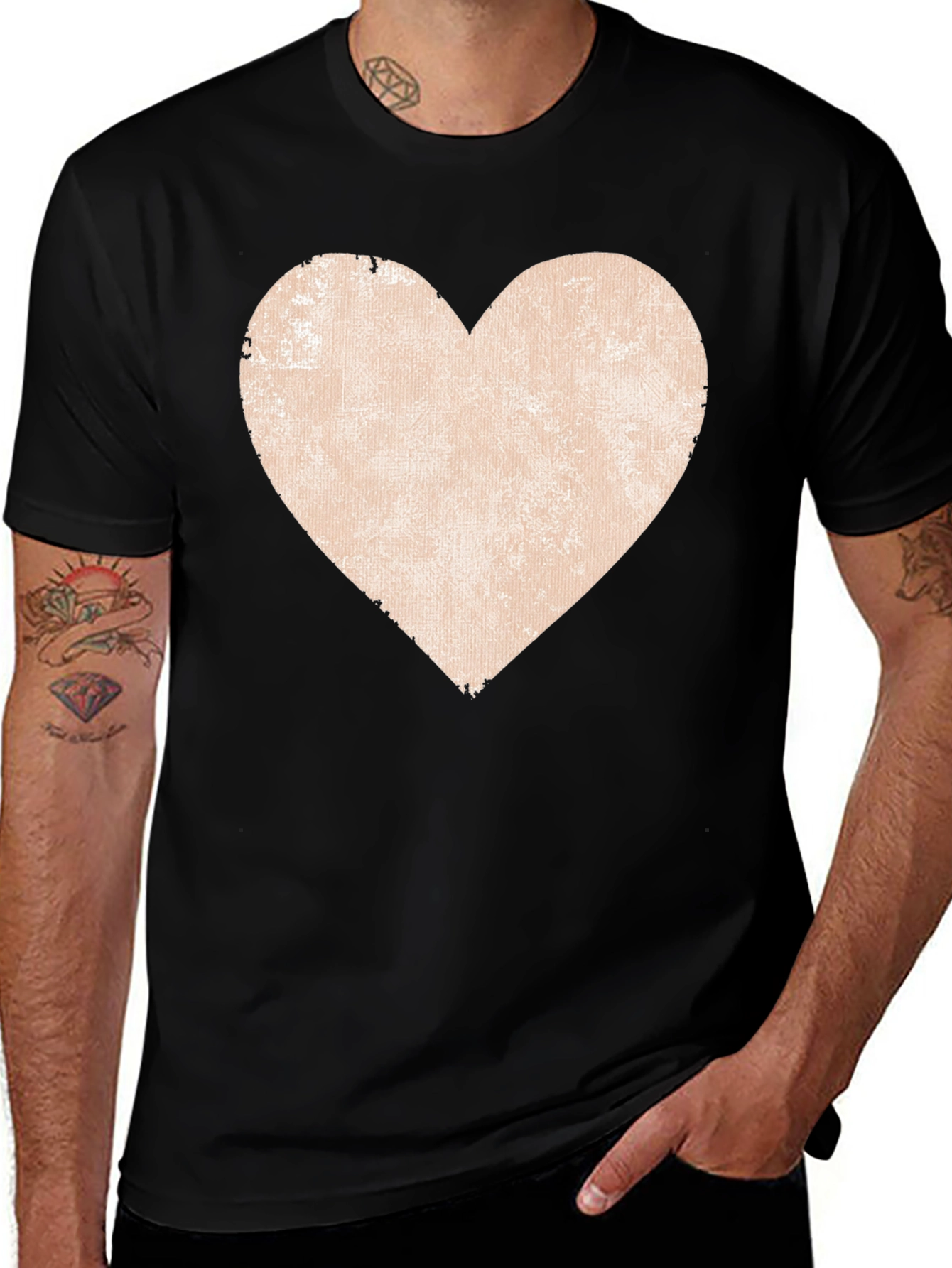 Variant 26 of Distressed Heart Graphic Tee - Casual Comfort