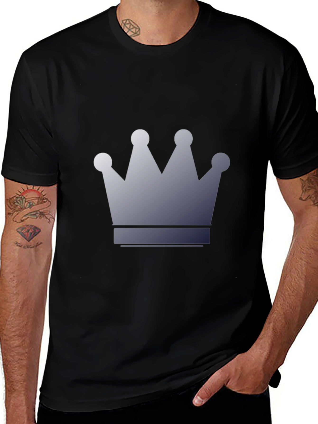 Variant 18 of Men's Black T-Shirt with Crown Graphic