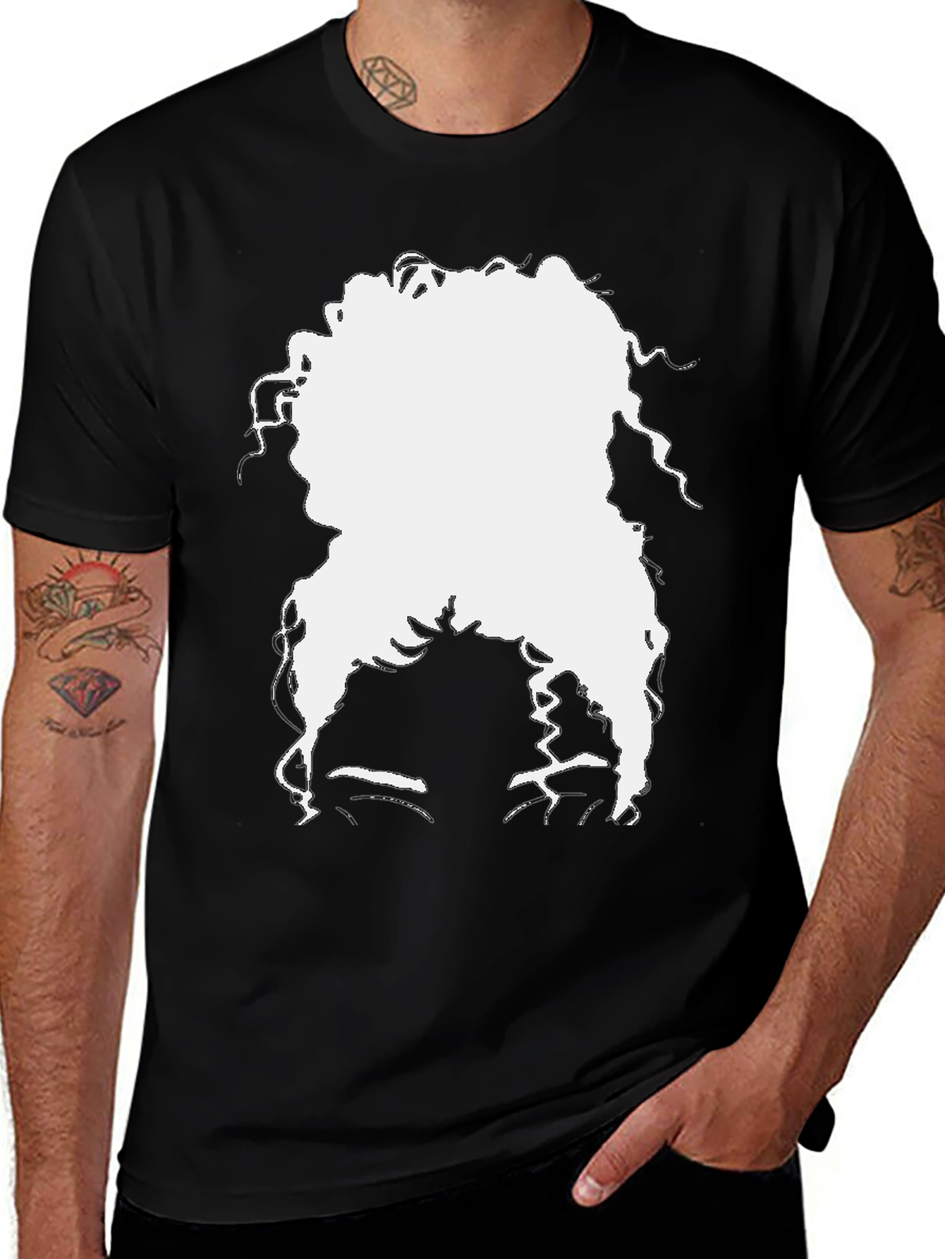 Variant 5 of Silhouette Afro T-Shirt - Black Casual Tee