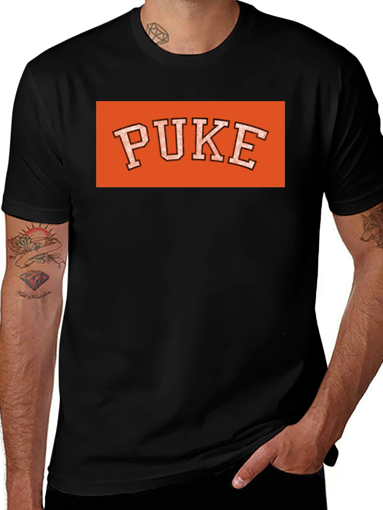 Variant 18 of Orange "PUKE" Graphic Tee