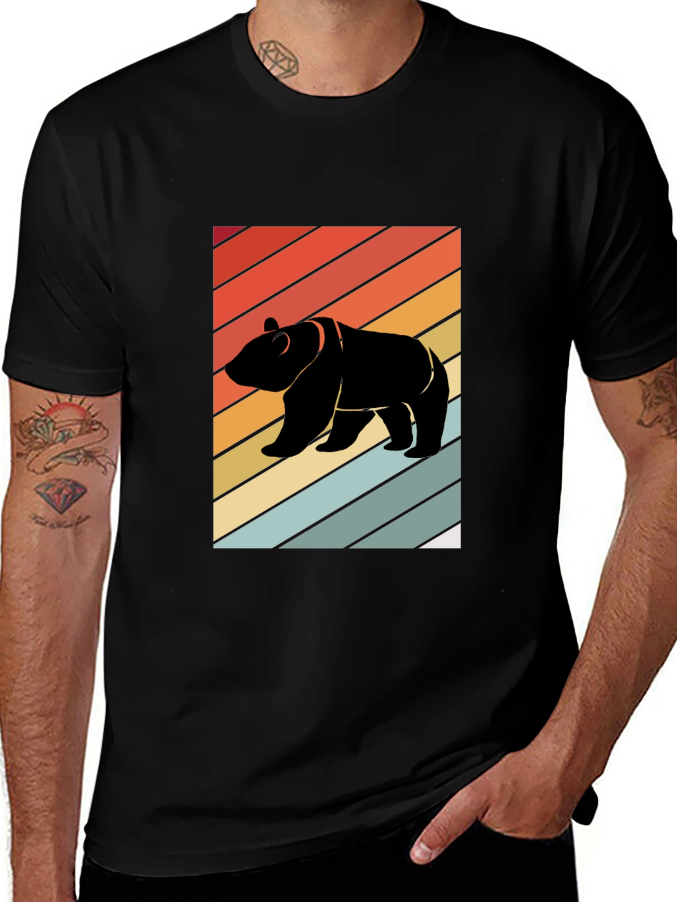 Variant 2 of Retro Bear Graphic Tee - Black