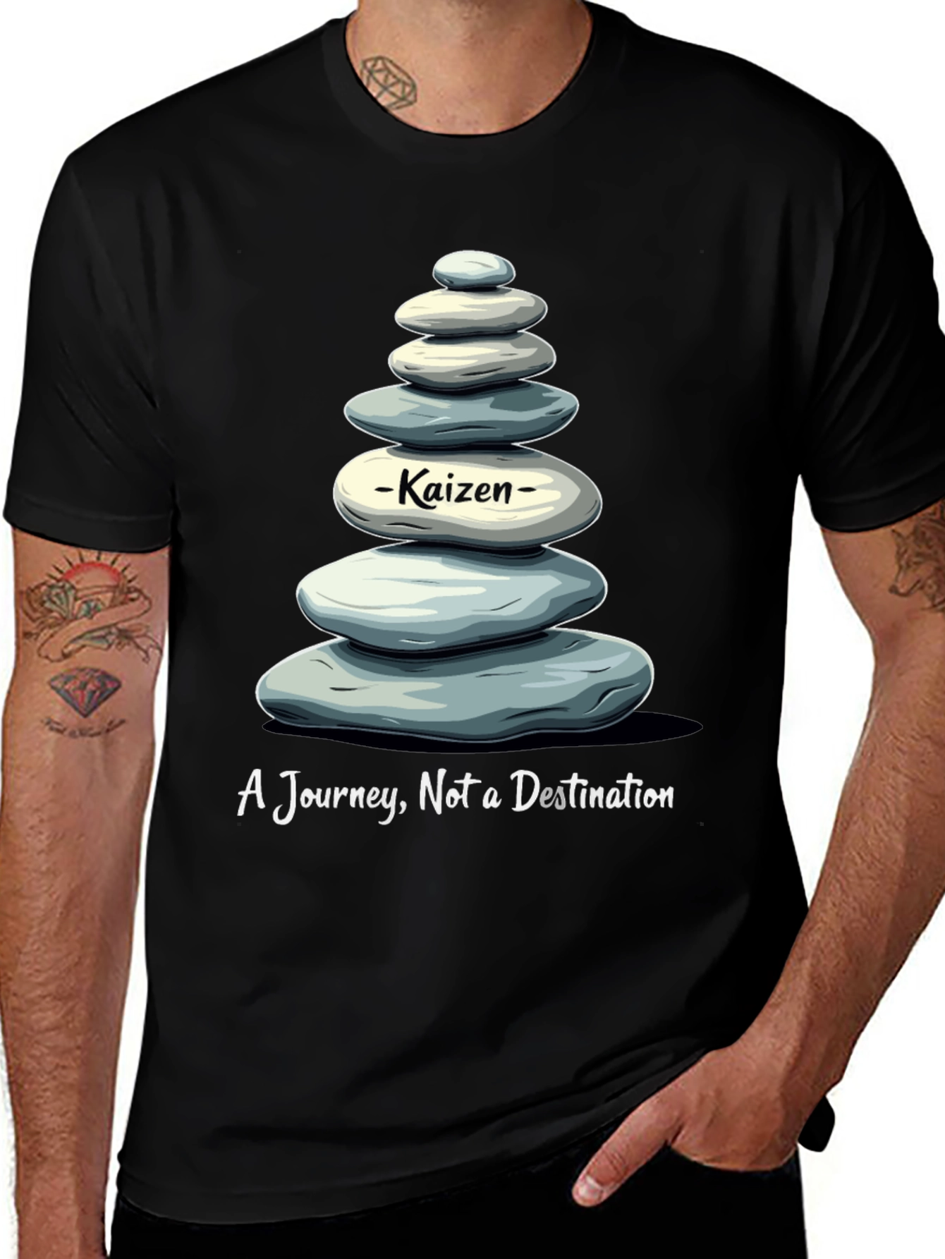 Kaizen Stone Stack T-Shirt - Journey, Not Destination