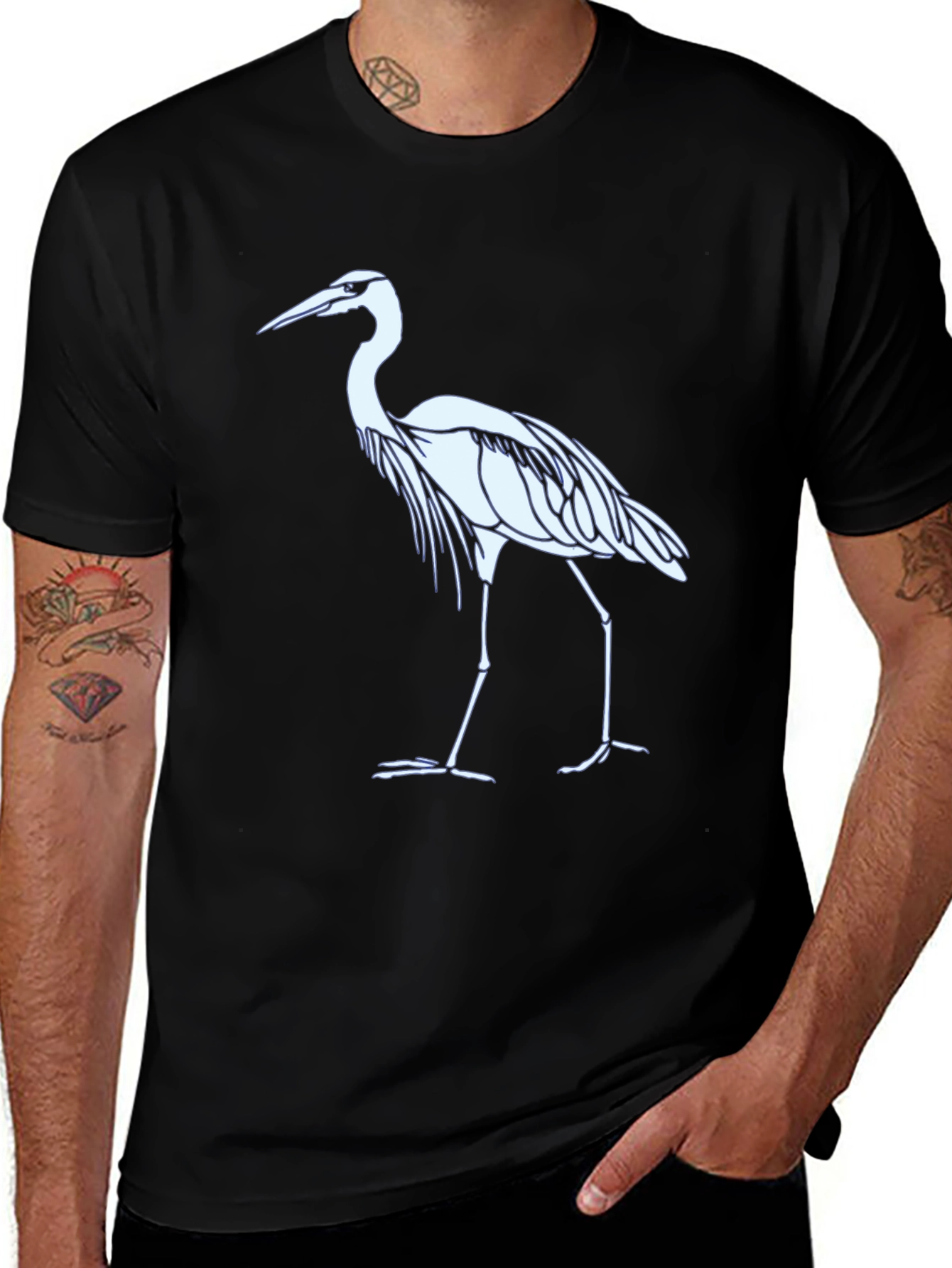 Black Heron Graphic Tee - Black Cotton Blend T-Shirt main image