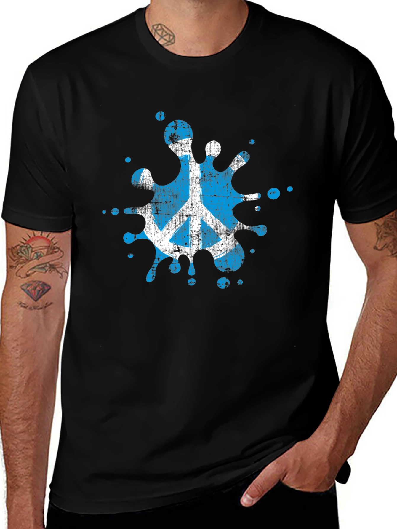 Peace Symbol Splash T-Shirt - Black
