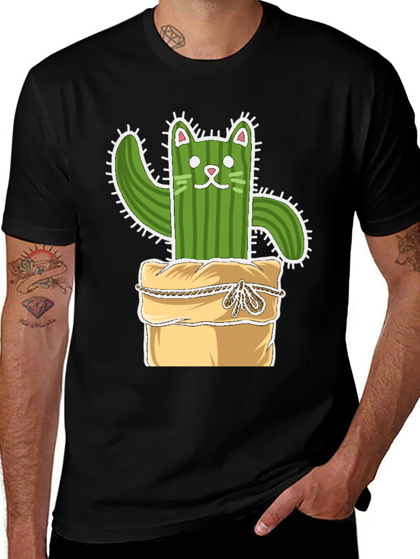 Variant 6 of Cactus Cat T-Shirt - Whimsical Plant Lover Tee