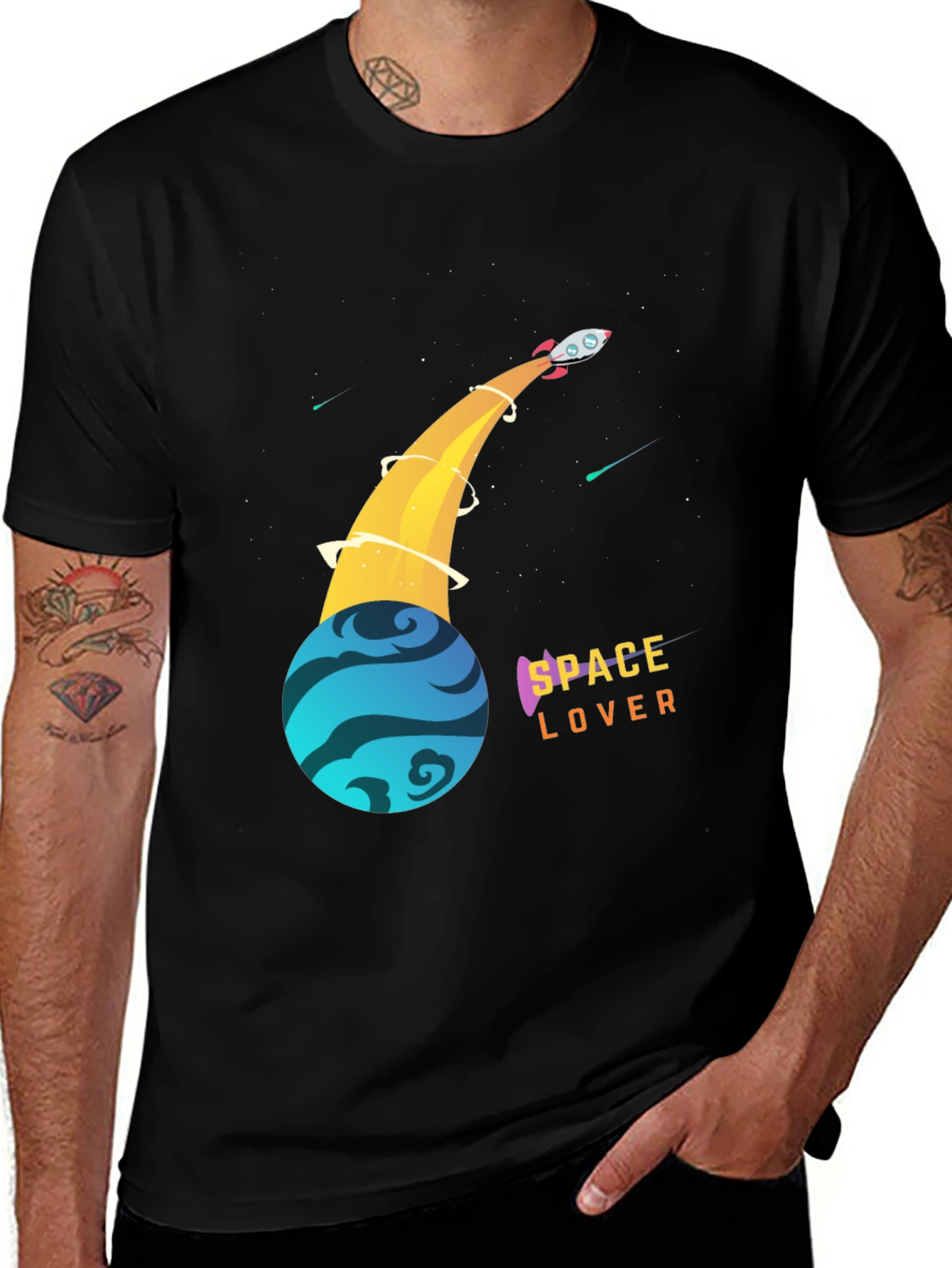 Variant 15 of Space Lover T-Shirt - Rocket and Planet Design