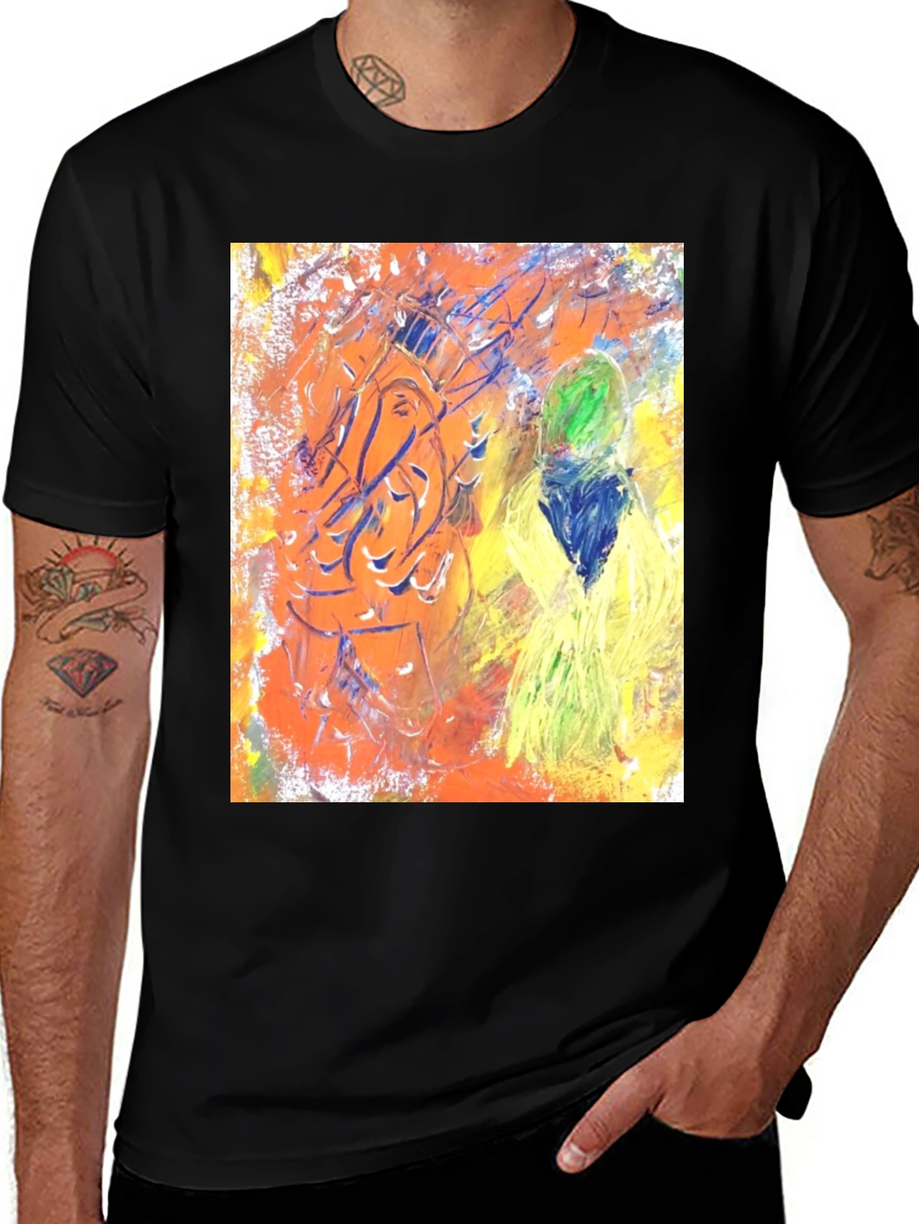 Variant 10 of Abstract Art Graphic Tee - Unisex Black T-Shirt