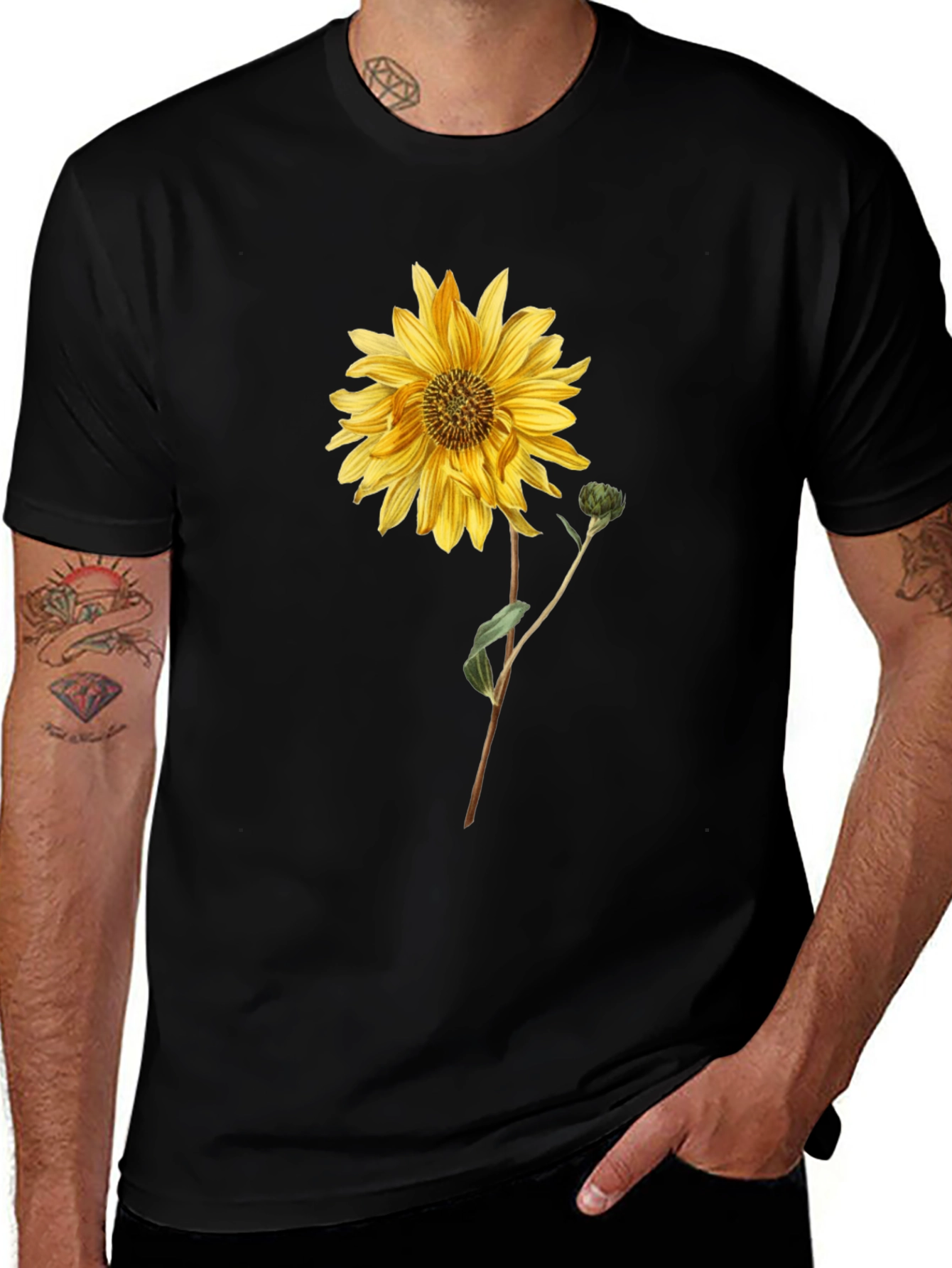 Variant 25 of Sunflower Graphic Black T-Shirt