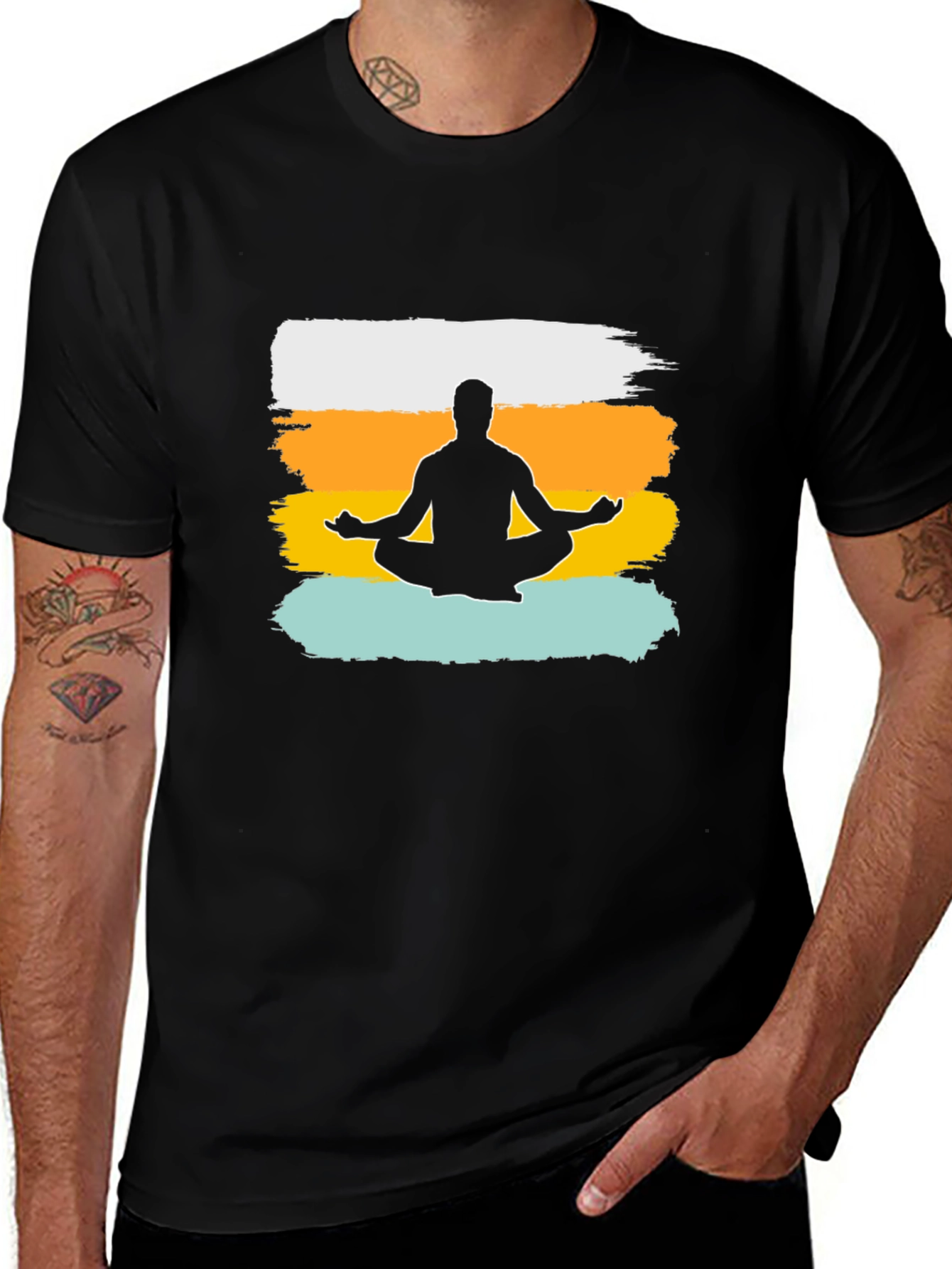 Variant 8 of Meditate Man Graphic Tee - Black Cotton T-Shirt