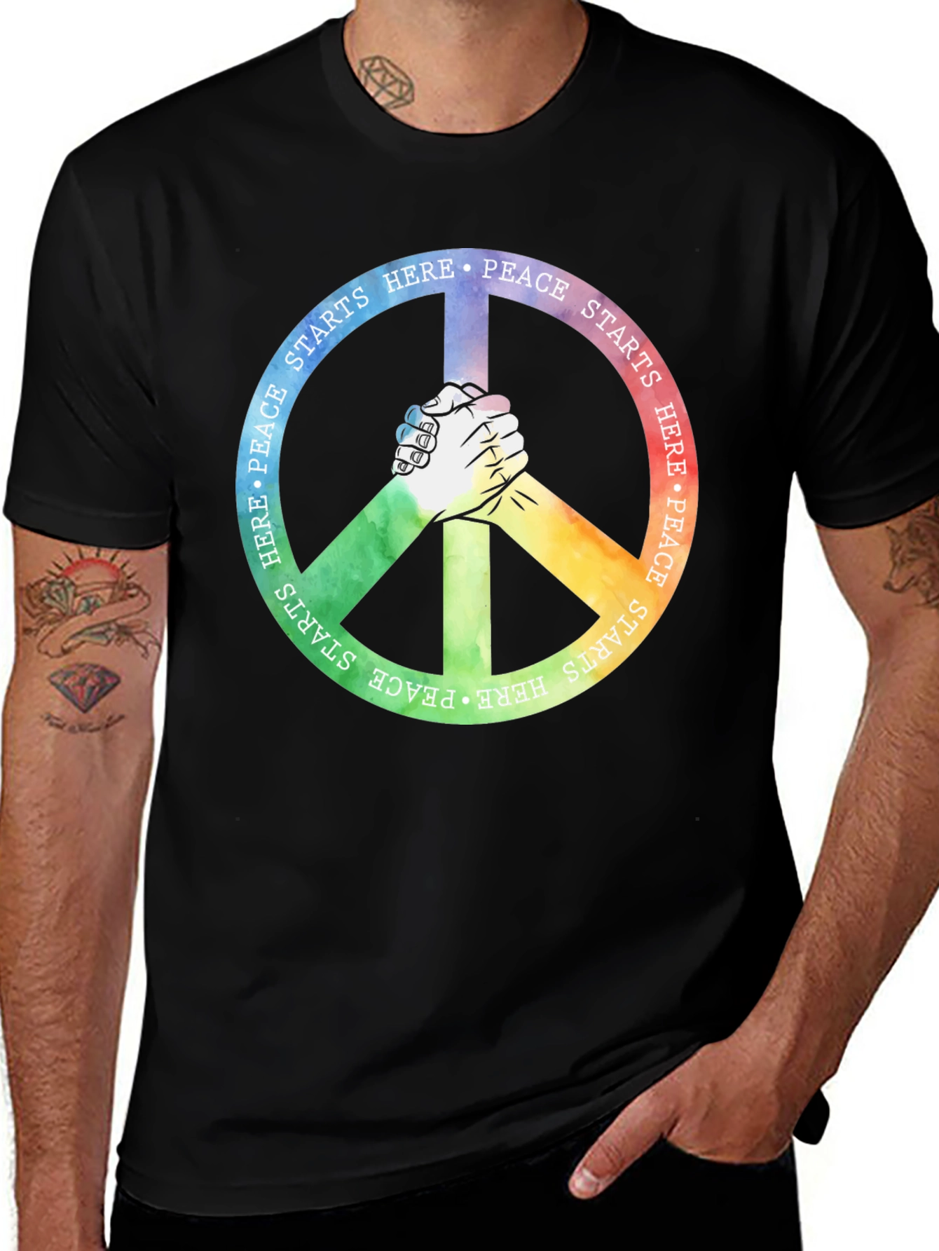 Variant 21 of Peace Starts Here T-Shirt - Unity & Equality Design