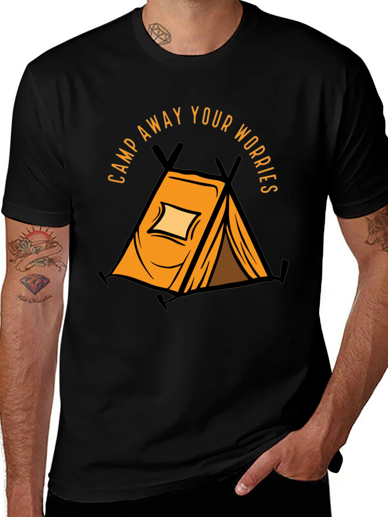 Variant 27 of Camp Away Your Worries T-Shirt - Camping Tent Graphic Tee