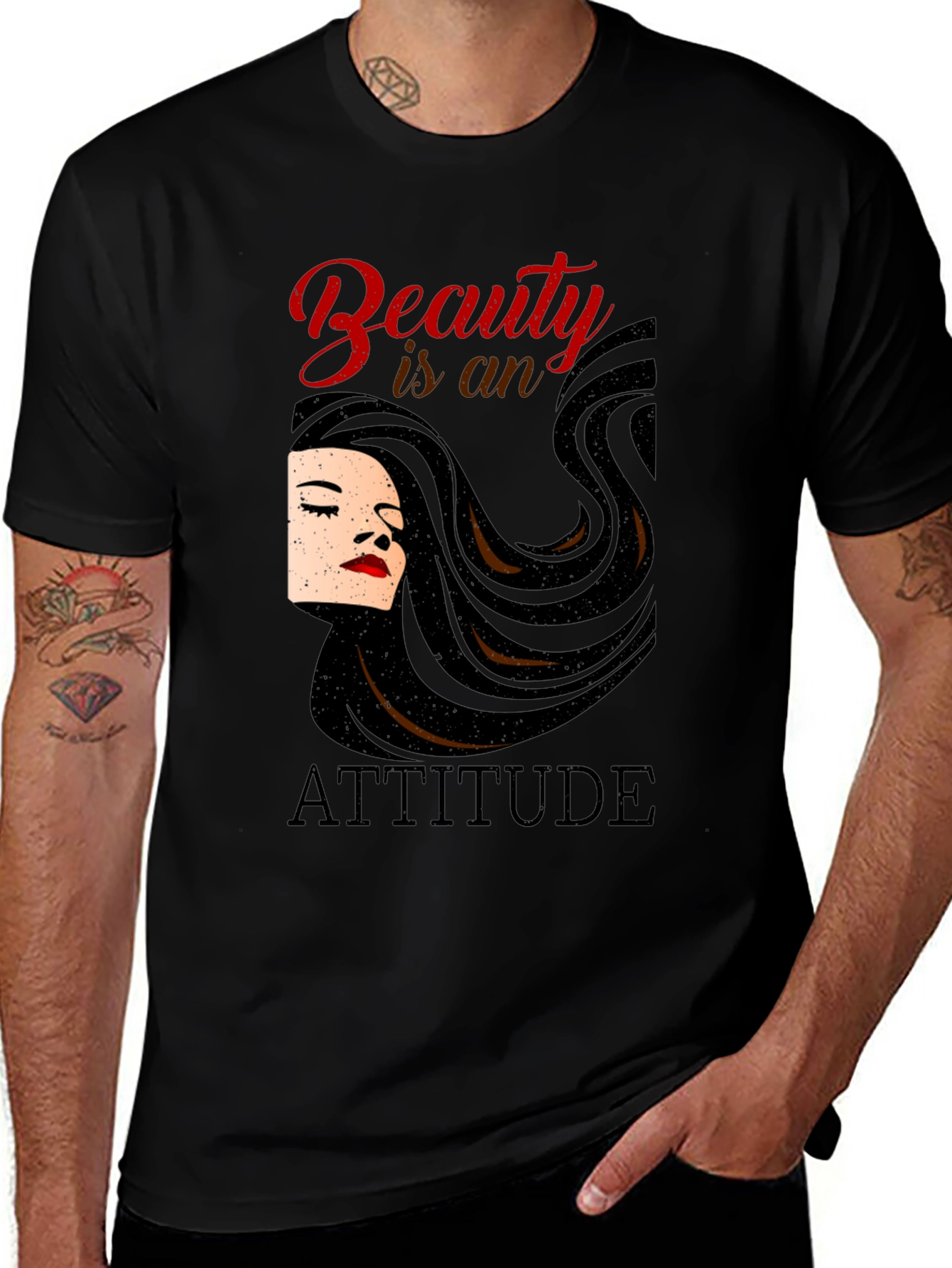 Variant 21 of Beauty is an Attitude Black T-Shirt