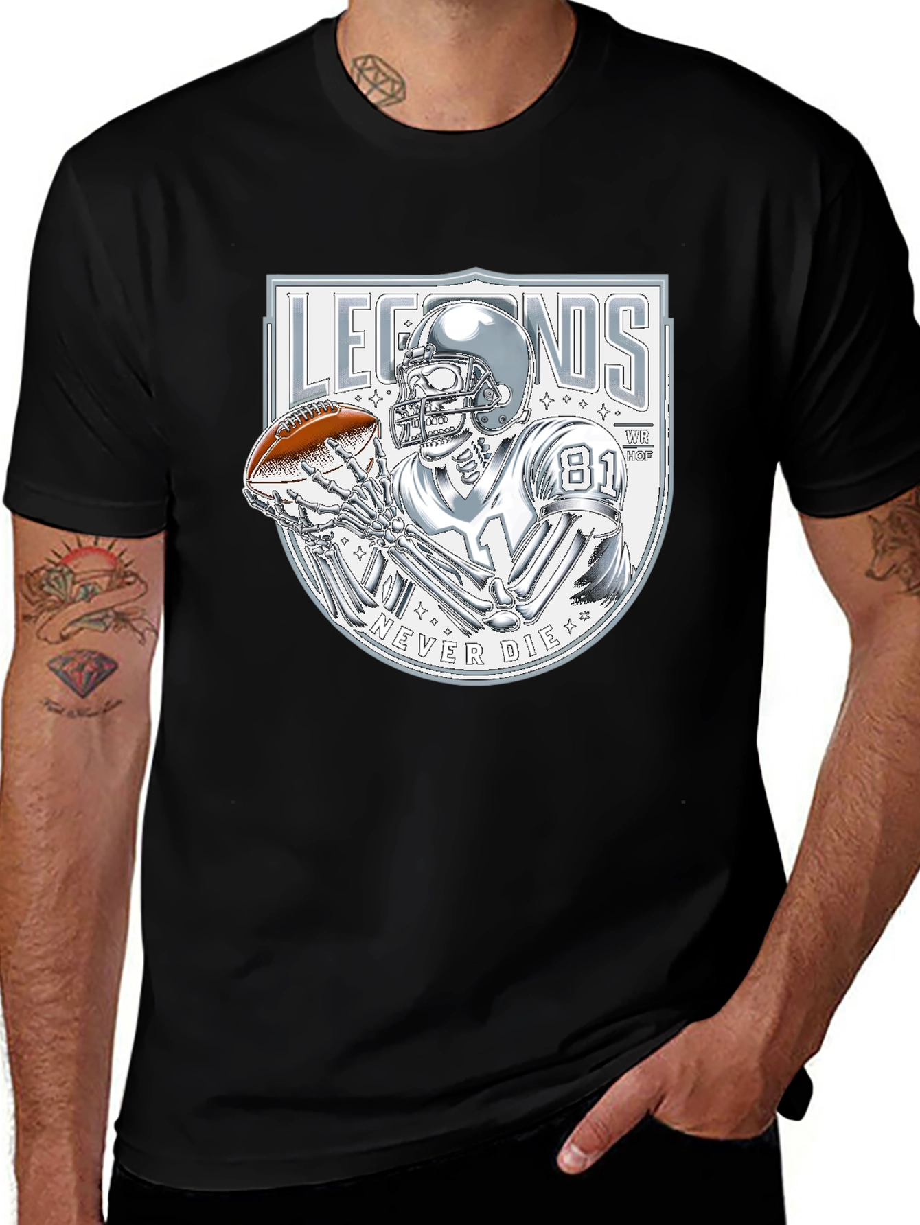 Variant 25 of Legends Never Die Skeleton Football Player Graphic T-Shirt