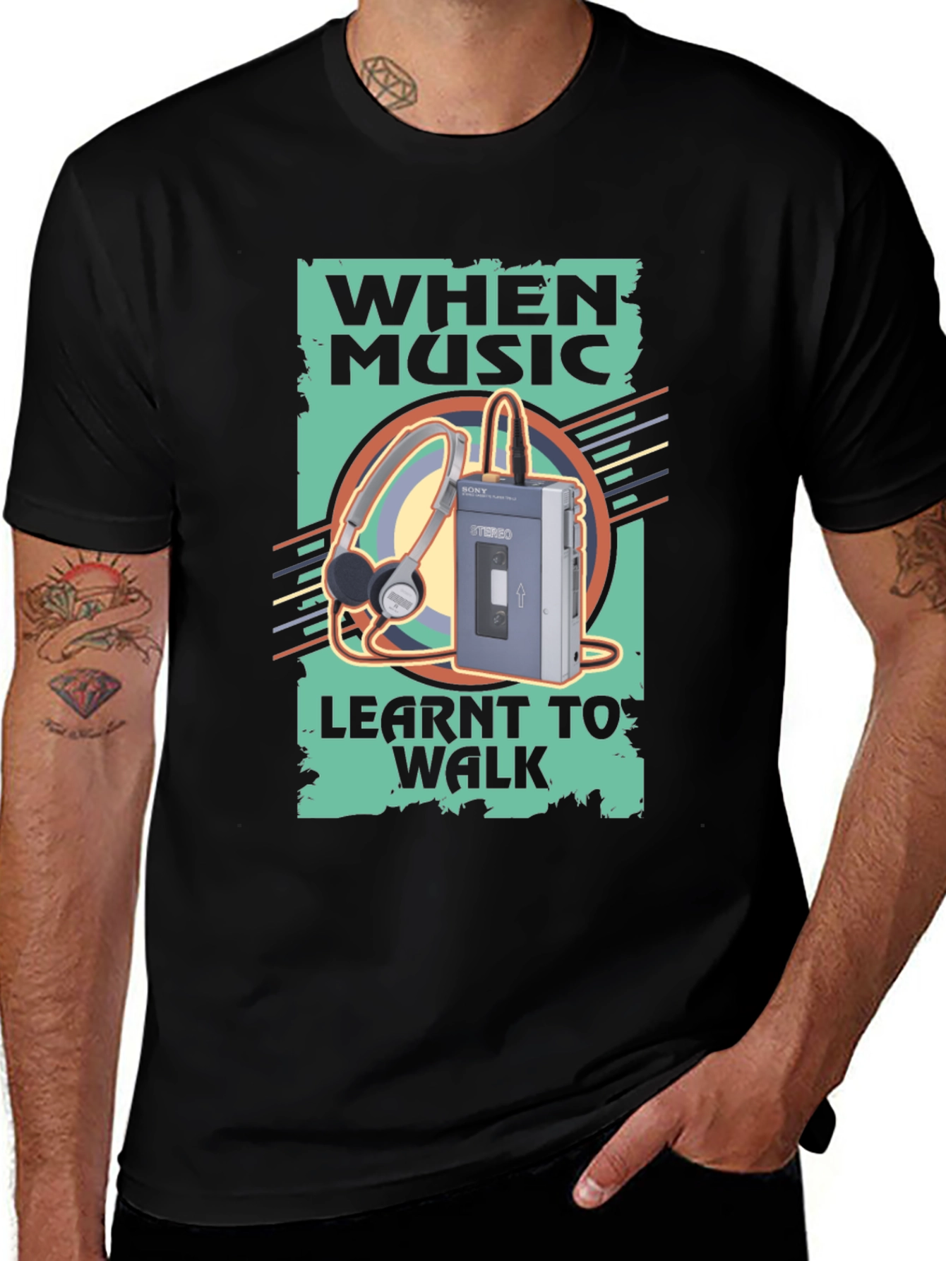Variant 6 of Retro Music Player T-Shirt - When Music Learnt to Walk