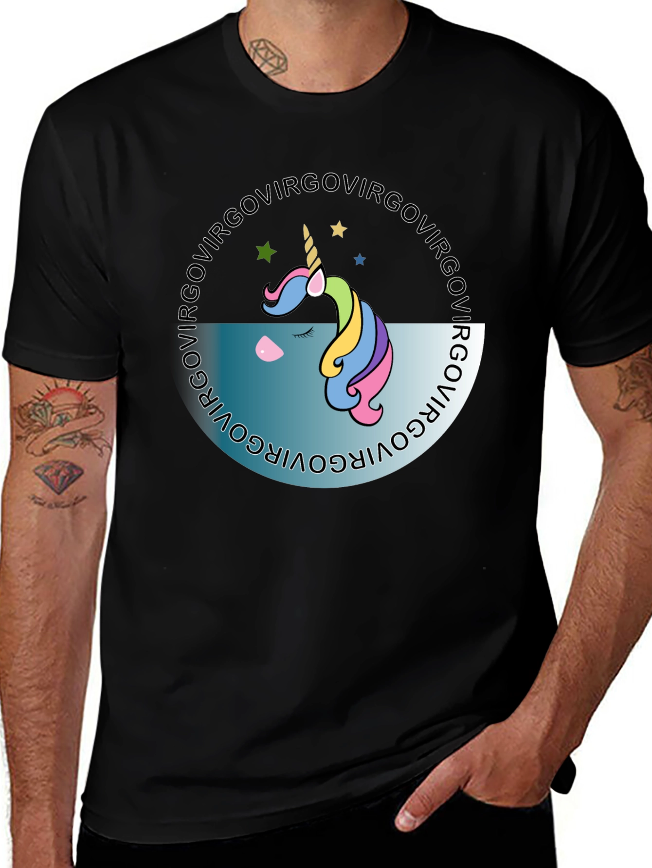 Virgo Unicorn Black T-Shirt