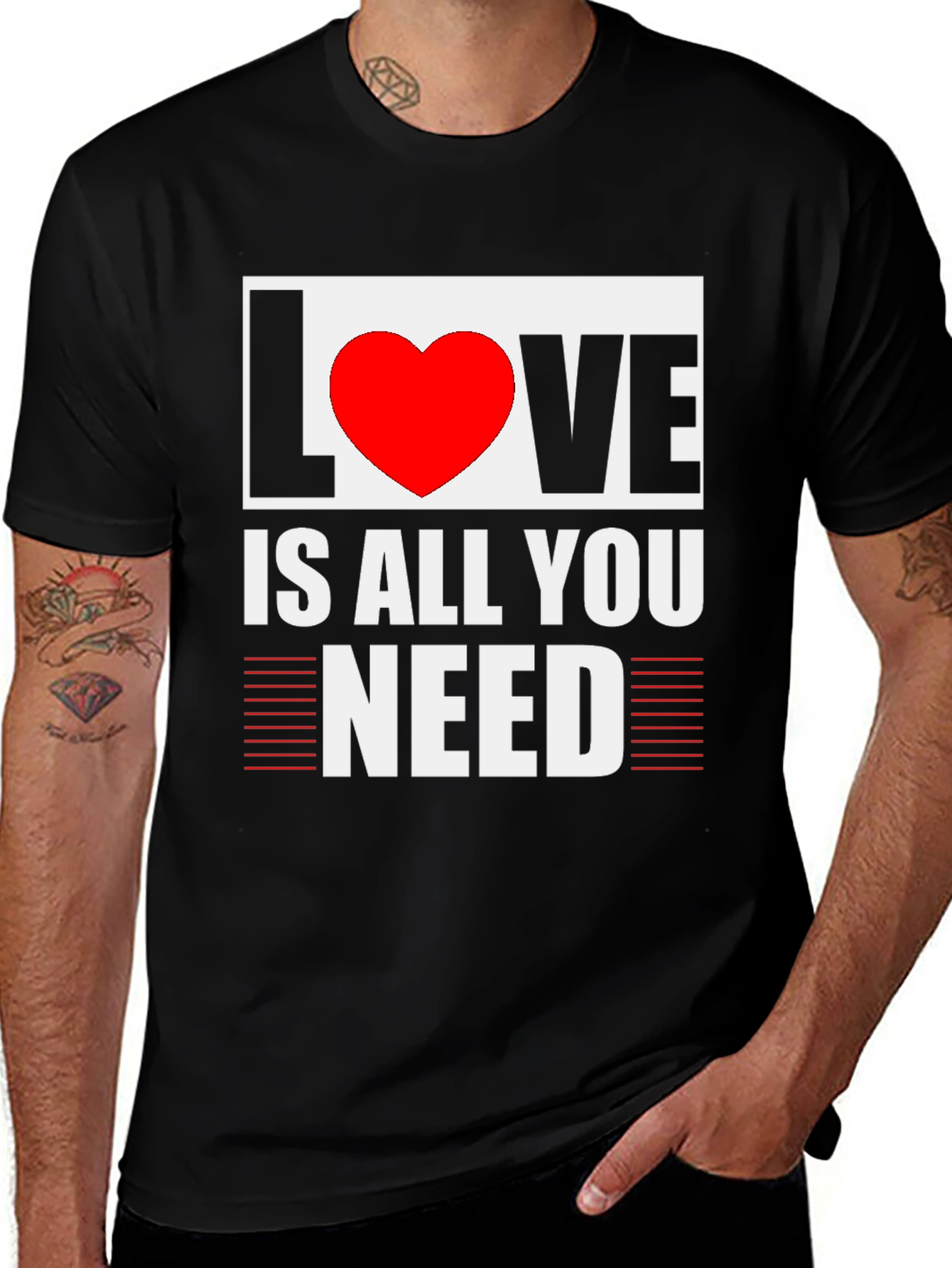 Variant 14 of Love Is All You Need Graphic Tee - Black Casual Shirt
