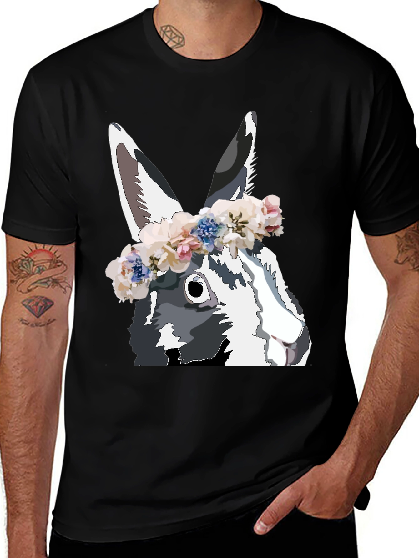 Variant 17 of Rabbit Floral Crown Graphic Tee