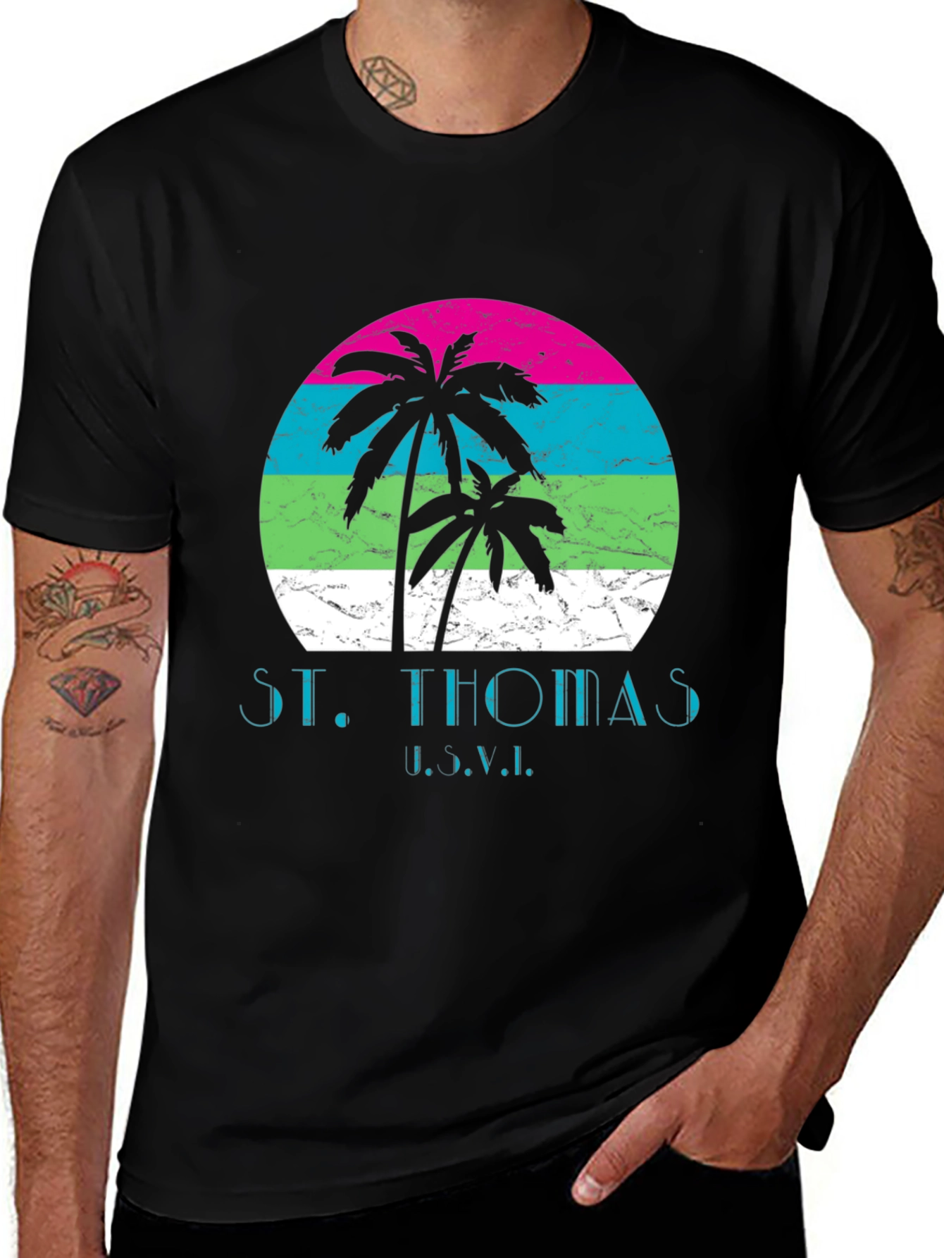St. Thomas U.S.V.I. Palm Tree Graphic T-Shirt