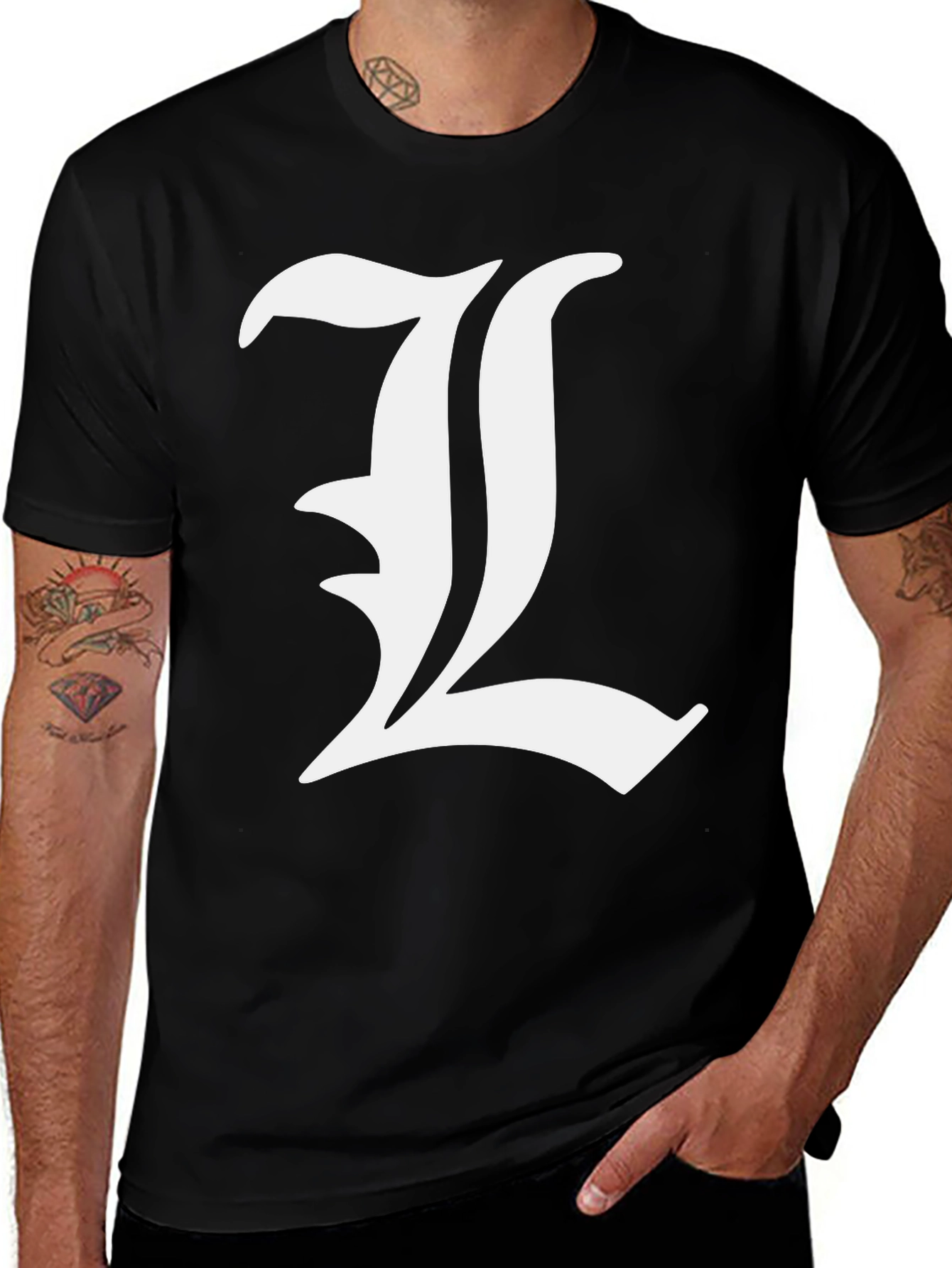 Variant 27 of Bold 'L' Graphic Black T-Shirt