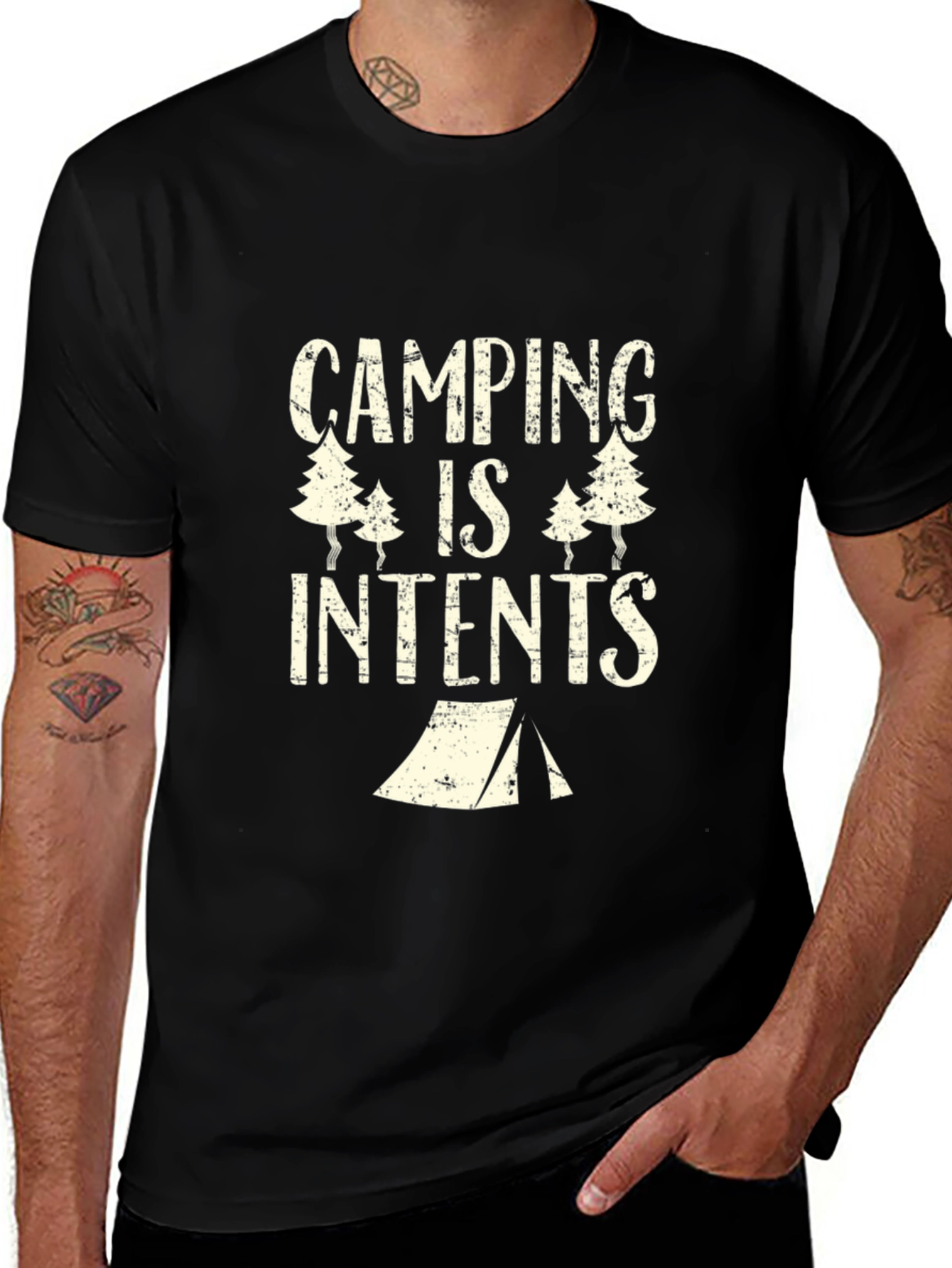 Camping Is Intents T-Shirt - Black