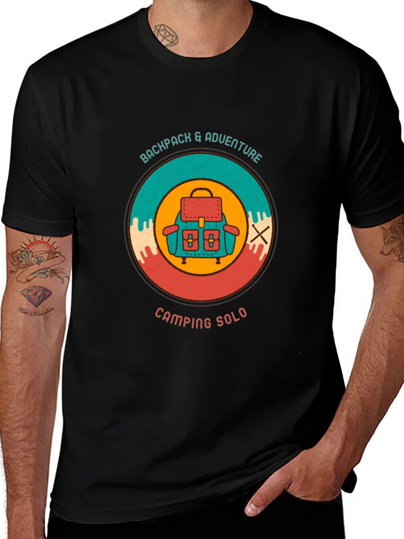 Variant 23 of Backpack Adventure T-Shirt Camping Solo Design