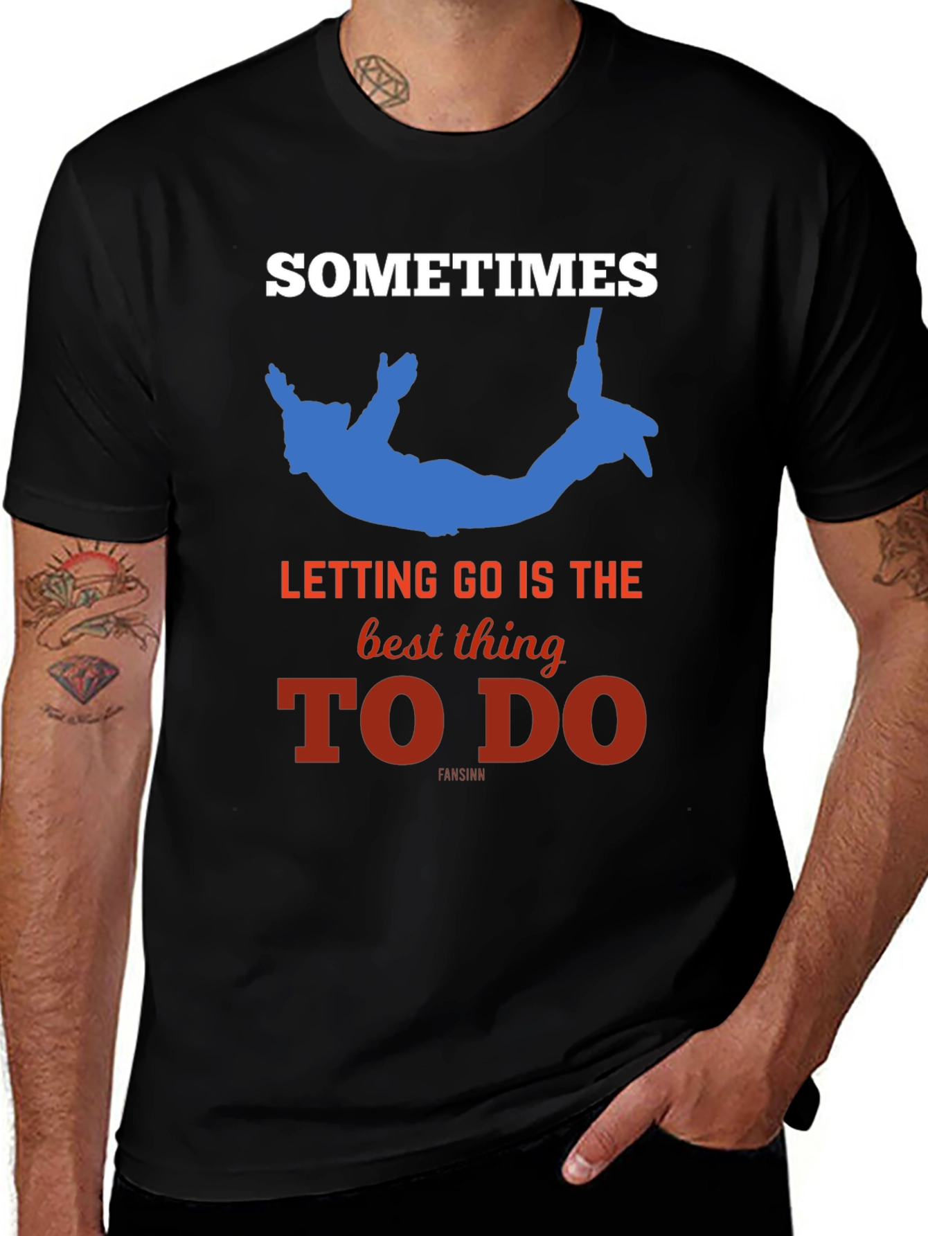 Variant 20 of Sometimes Letting Go Black T-Shirt - Novelty Design
